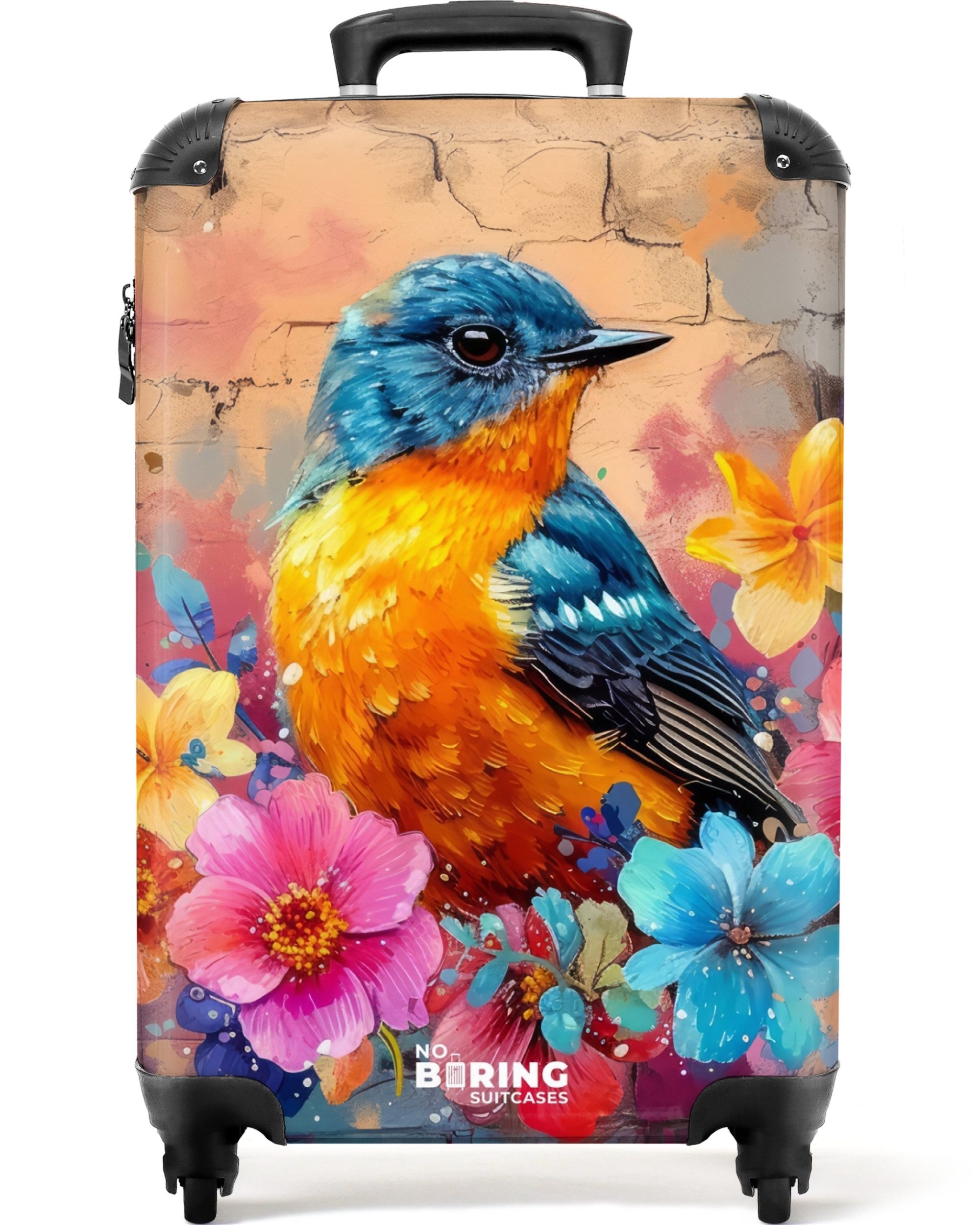 NoBoringSuitcases.com© Hartschalen-Trolley Vogel mit Blumen im günstig online kaufen