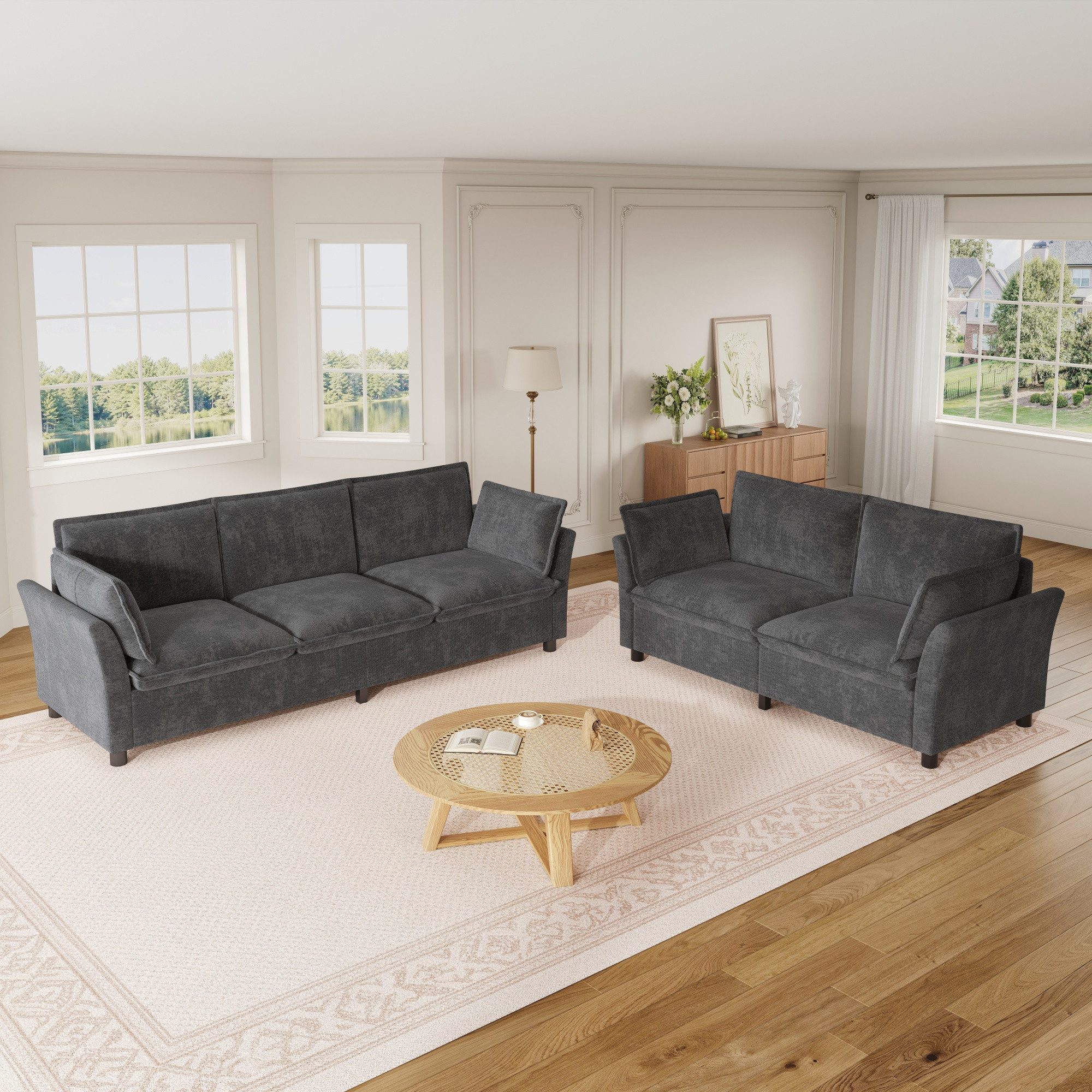 i@home Sofa Sofa-Set, modulare Wohnzimmer-Sofakombination, frei kombinierbar, 2 Teile, 3-Sitzer + 2-Sitzer, Mit Kissen, Cloud Komfort, Modernes Design