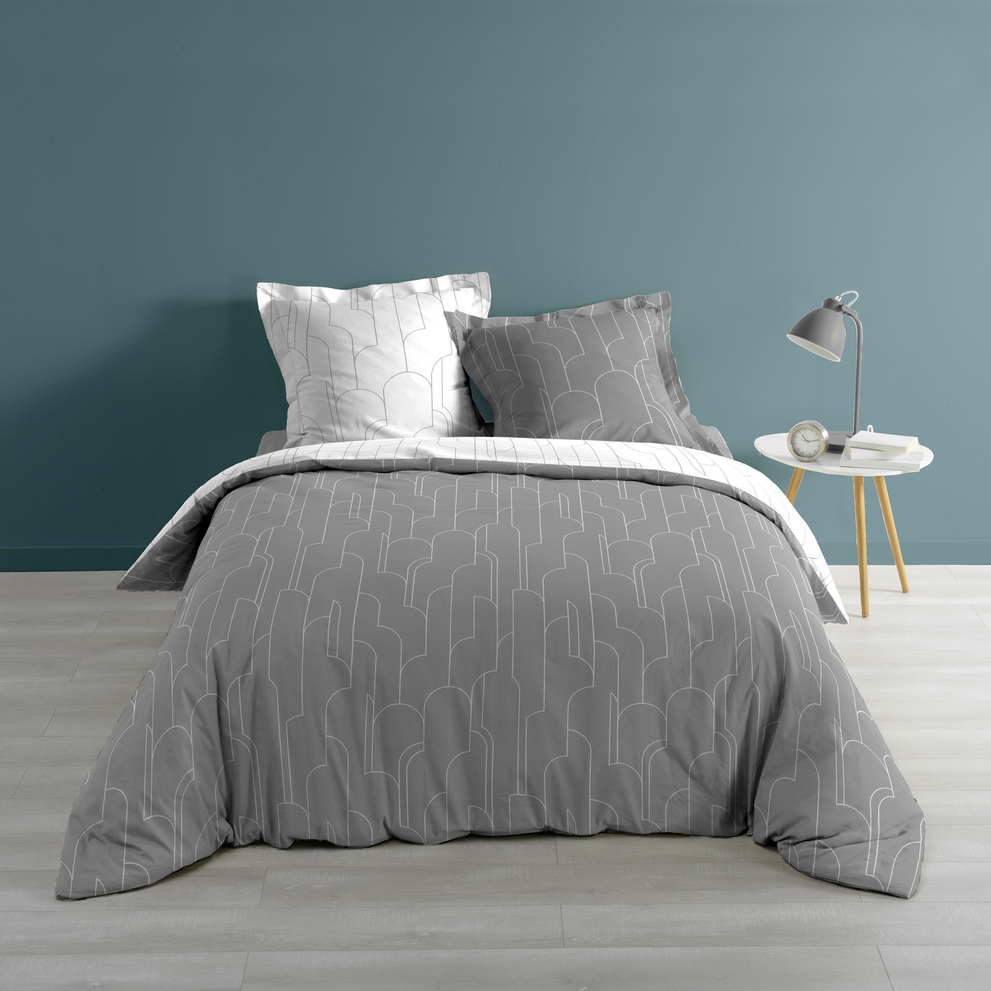 Bettwäsche, dynamic24, 3tlg. Wende Bettwäsche 240x220 Baumwolle Bettdecke  Übergröße Bett Bezug Garnitur grau weiß online kaufen | OTTO