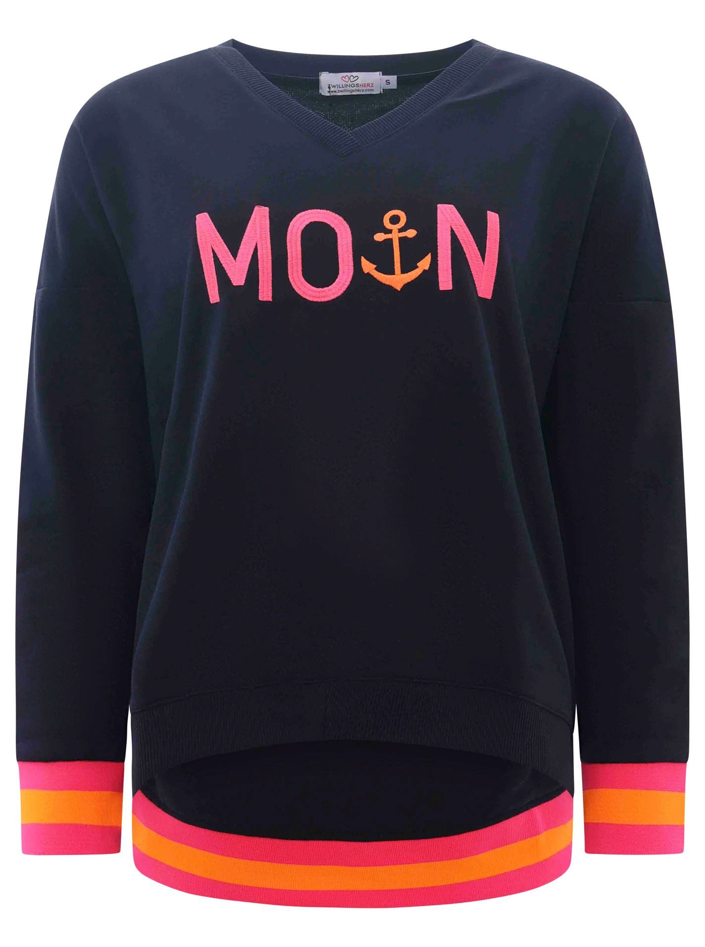 Zwillingsherz Sweatshirt Sweat Pullover V-Neck "MoinZH"