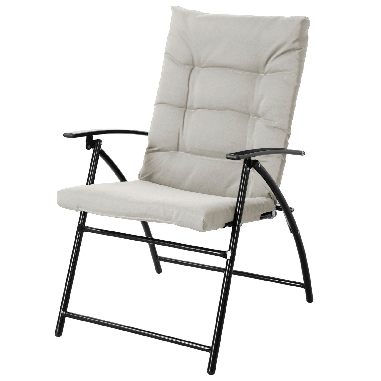 SVITA Balkonset VENTURA, (3-teilig, 2 Stühle, 1 Tisch), gepolstert, Klappstühle, Klapptisch, Camping-Möbel, Metall, Beige