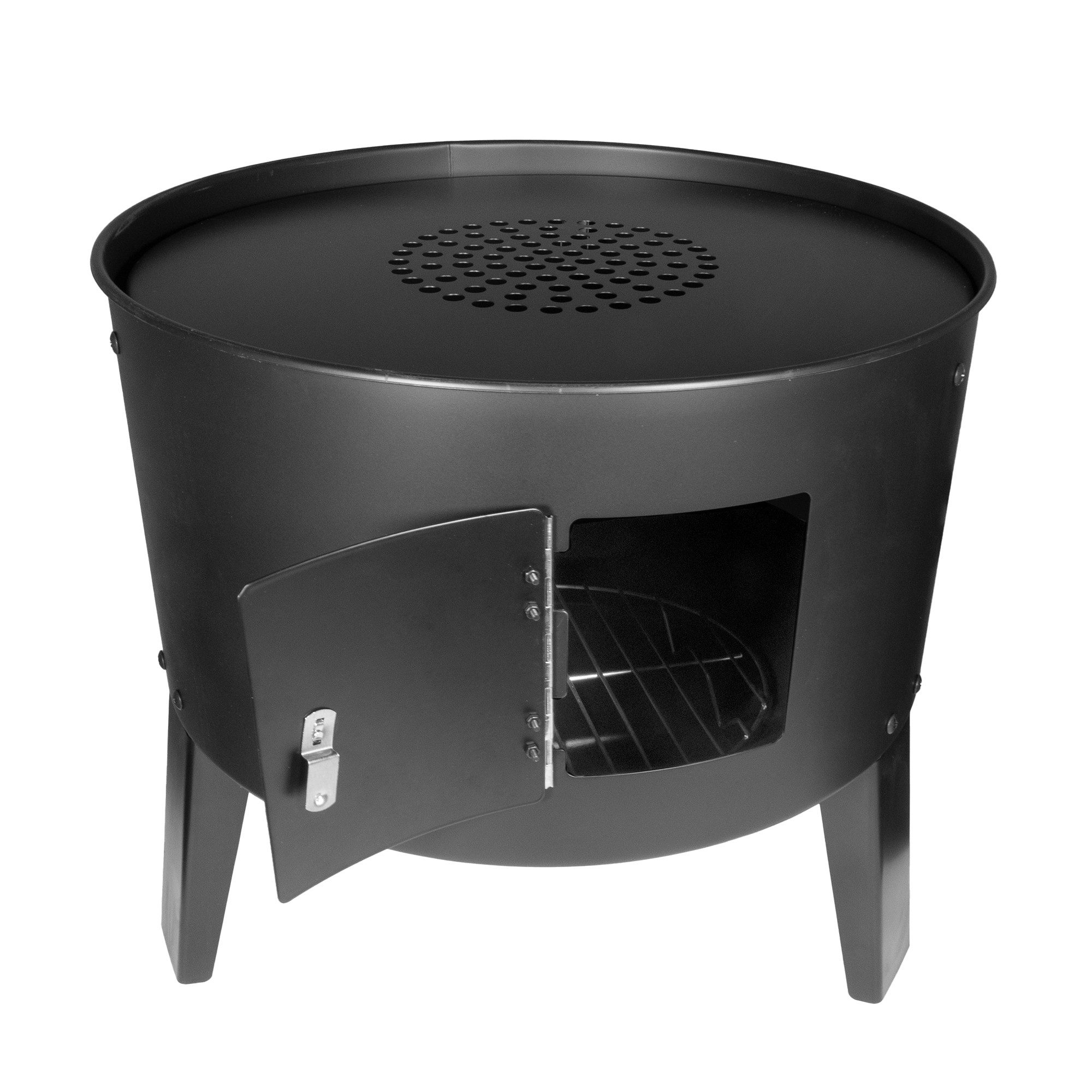 Jürgen Westerholt GmbH Räucherofen und Grillofen schwarz, Smoker mit Thermometer, Holzkohlegrill