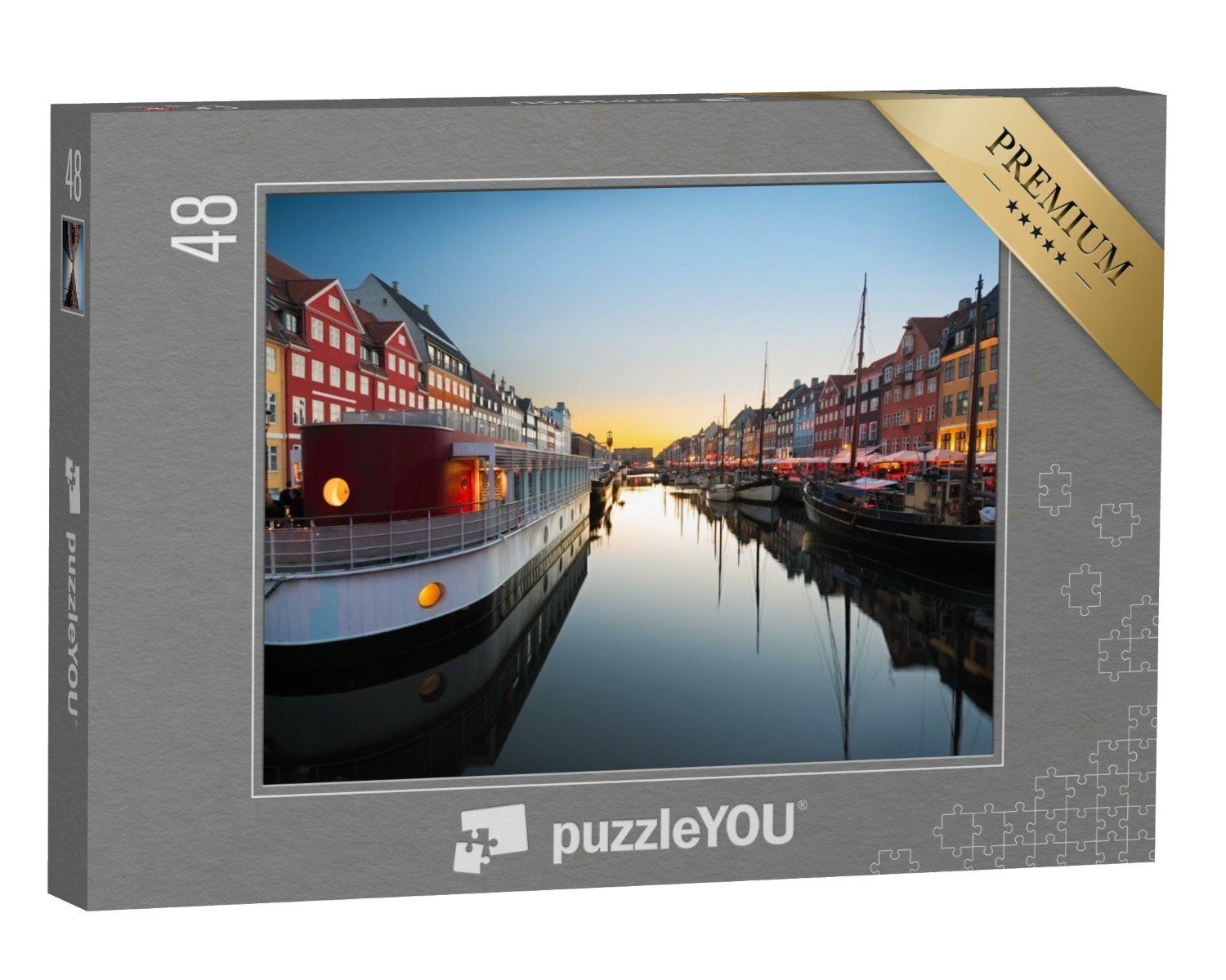 puzzleYOU Puzzle Schiffe in Nyhavn, Kopenhagen in Dänemark, 48 Puzzleteile, puzzleYOU-Kollektionen Städte, Dänemark, Kopenhagen, Skandinavien