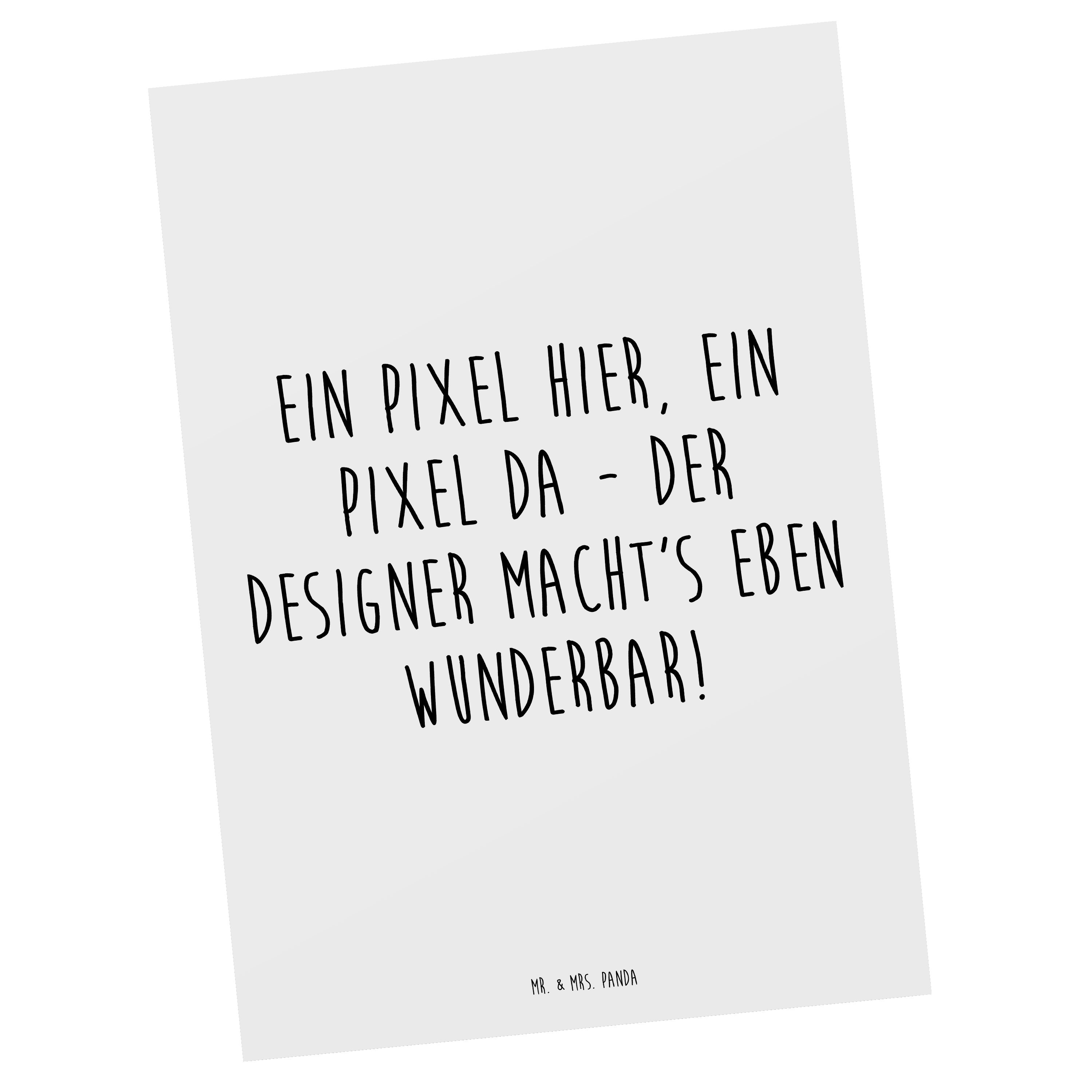 Mr. & Mrs. Panda Postkarte Designer Pixel Perfektion - Weiß - Geschenk, Berufsdesigner, Grafik-D, Matt Rückseite