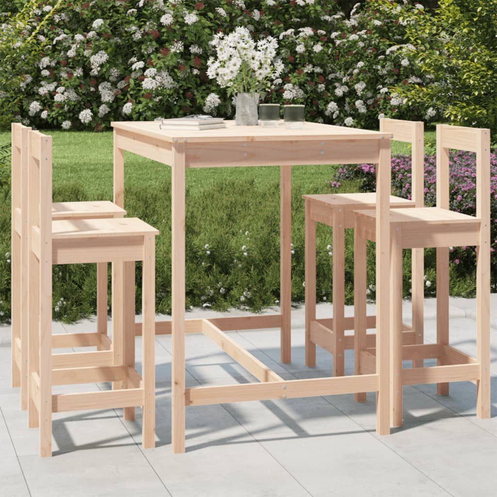 vidaXL Gartenlounge-Set 5-tlg. Gartenbar-Set Massivholz Kiefer, (5-tlg)