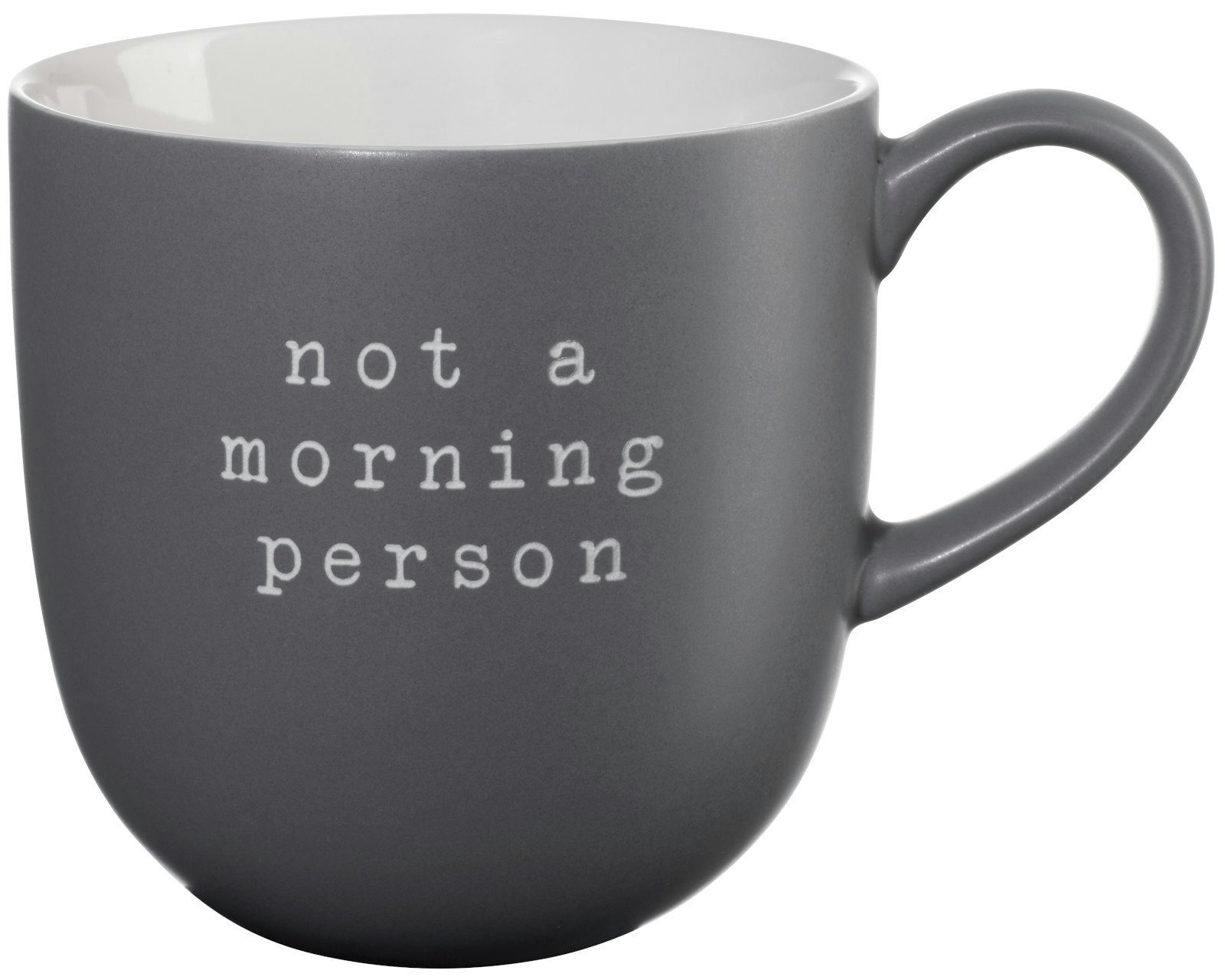 ASA SELECTION Кружки hey! Henkelbecher not a morning person grau 0,35l, New Bone China, Geschirr