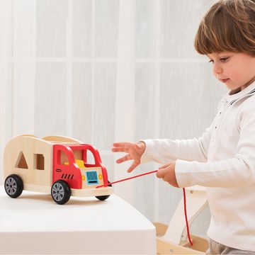 New Classic Toys® Lernspielzeug Zieh-Sortierspiel Auto 6 Steine Kinderspielzeug aus Holz Steckspiel