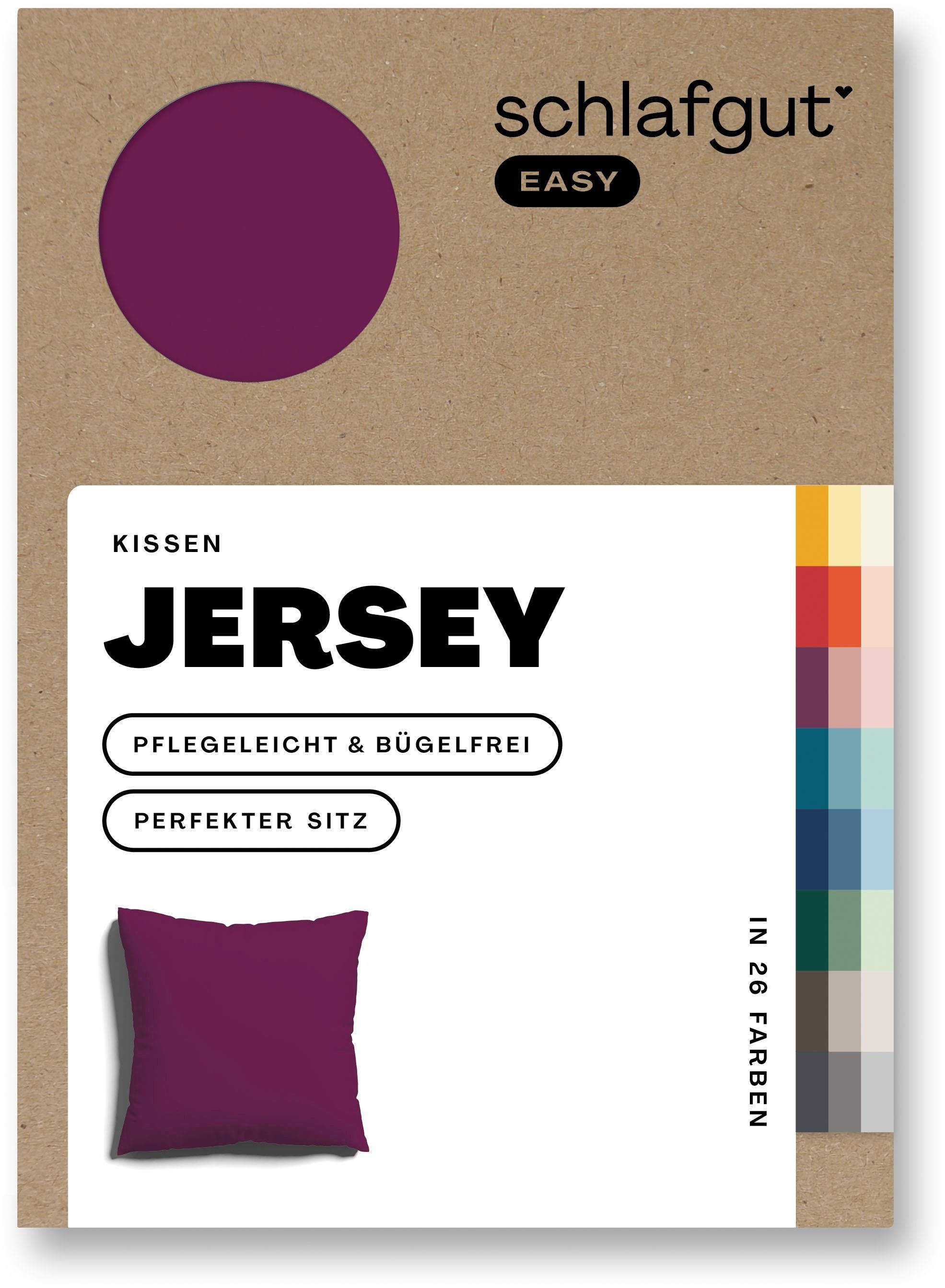 Schlafgut Kissenbezug EASY JERSEY Kissenhülle 100% Baumwolle, weicher Edel-Jersey, bügelfrei, (1 Stück), mit farblich angepasstem Reißverschluss, pflegeleicht, formstabil