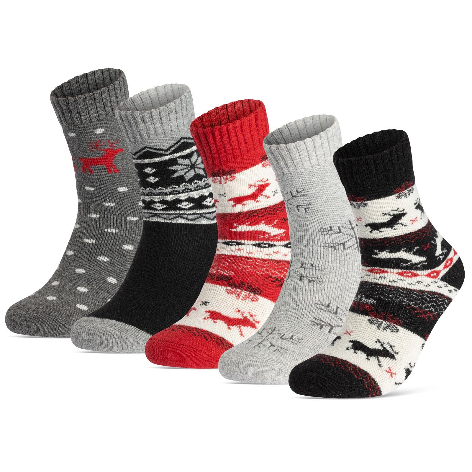 Thermosocken 5 Paar Damen THERMO Socken mit Wolle Innenfrottee Wintersocken