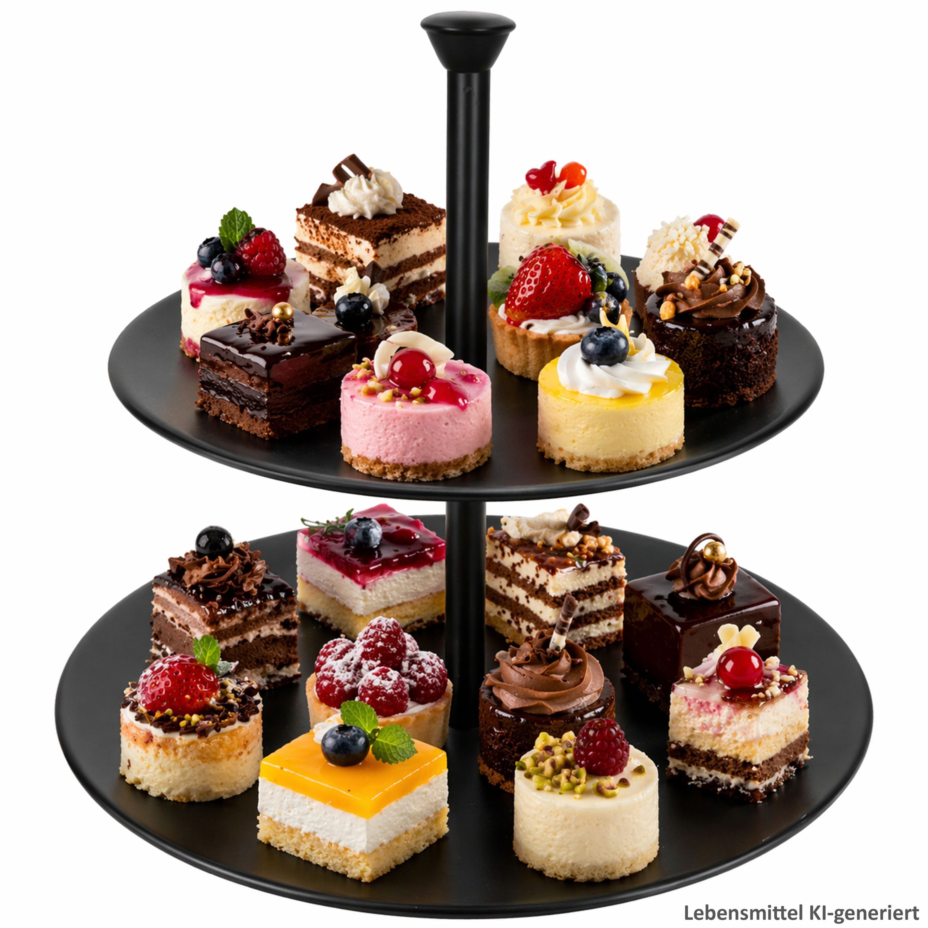 MamboCat Etagere MamboCat Bekki Etagere schwarz 2-stöckig Ø25cm Stahl Cupcake-Ständer, Metall