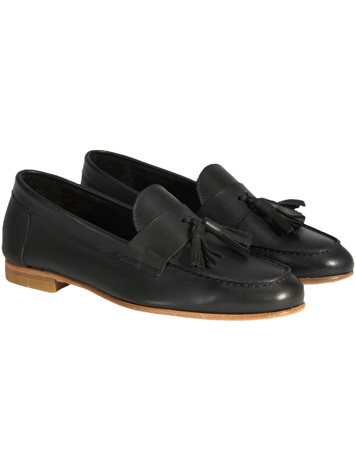Desa Desa Damen-Slipper – Obermaterial und Futter aus Leder, Sohle aus Echt Loafer