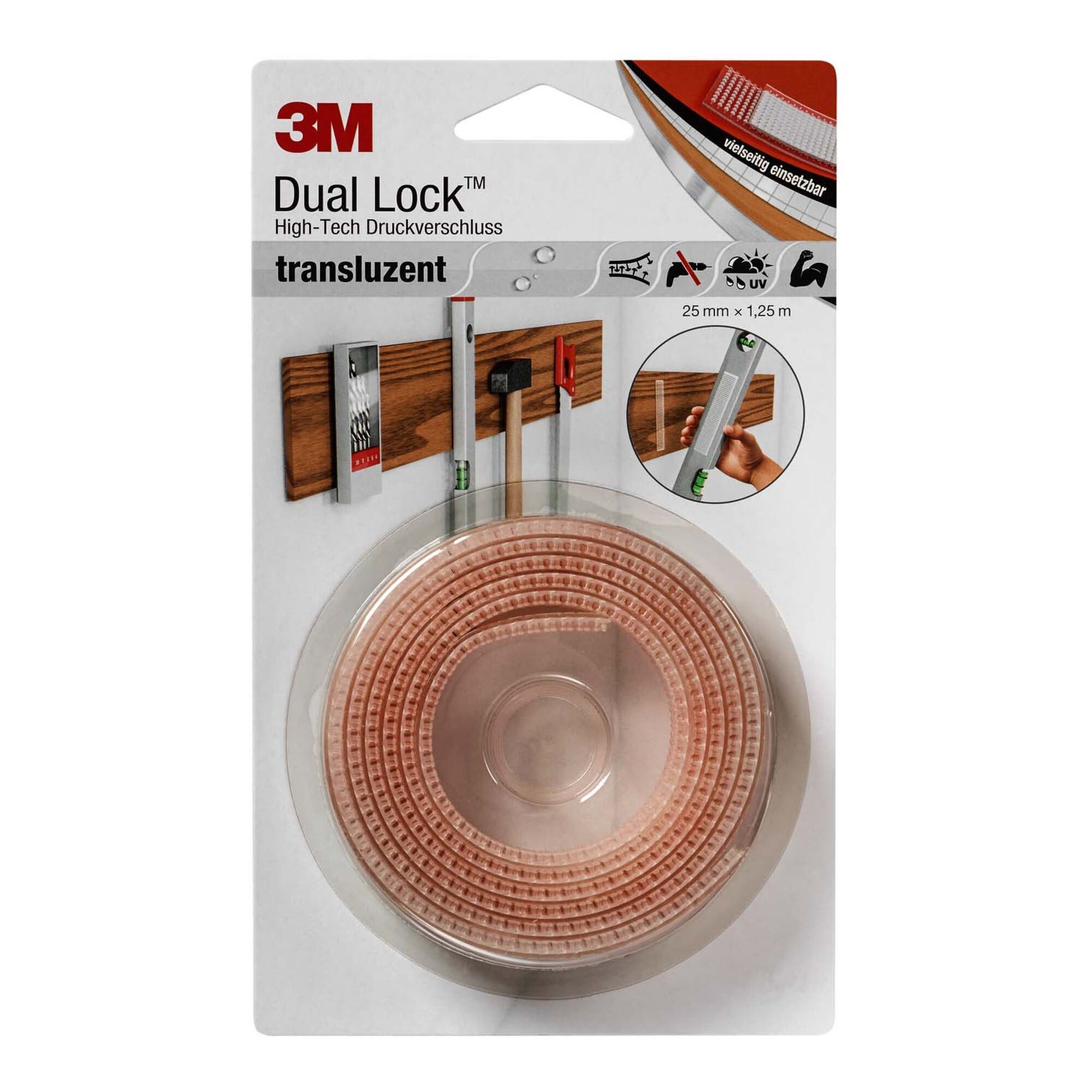 3M Klebeband 3M Deutschland Klettband Druckverschluss 25mmx1,25m,transluz. SJ 3560