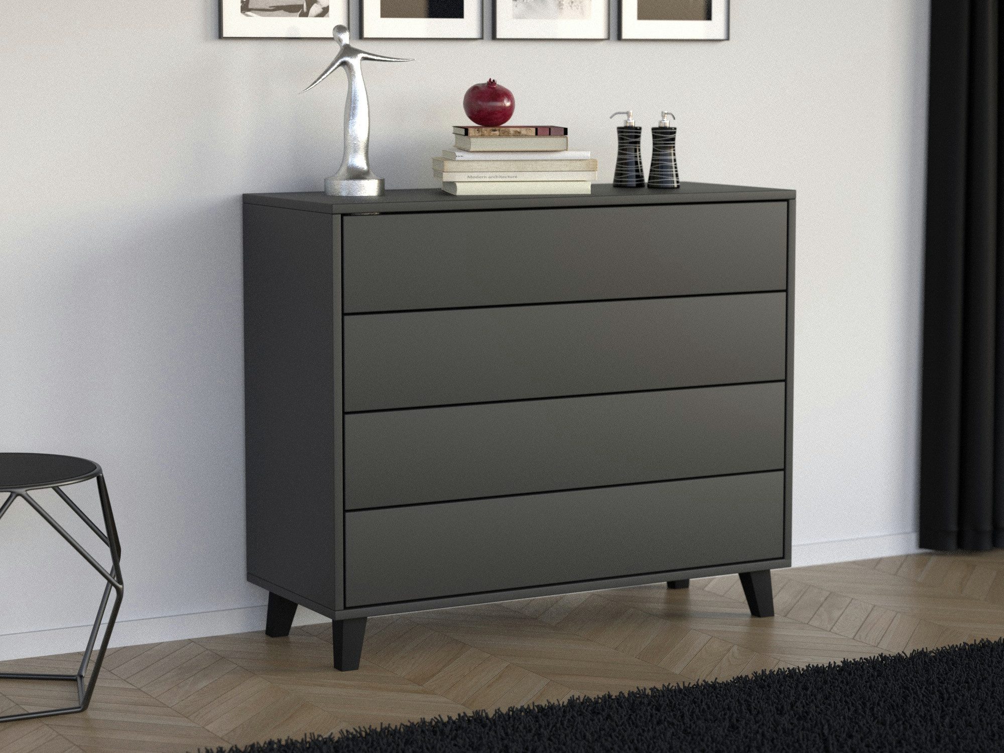 Beautysofa Kommode HOME 4S mit 4 Schubladen (Zwei Breiten: 100 cm oder 80 cm)