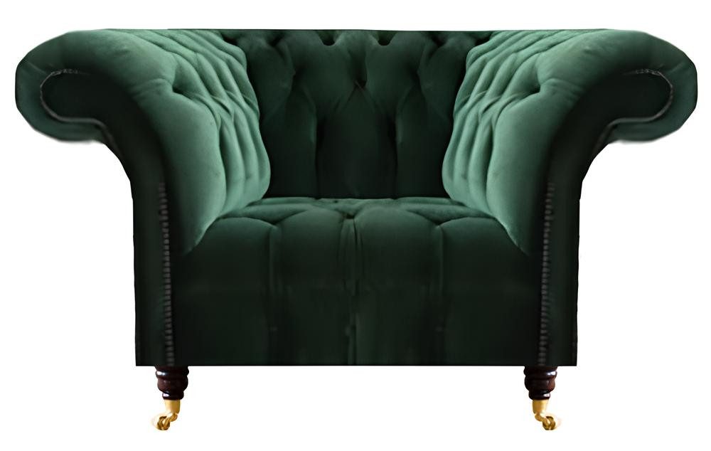 Xlmoebel Chesterfield-Sessel Grüner Stoffsessel im klassischen Chesterfield-Stil für Wohnräume (Sessel), Hergestellt in Europa
