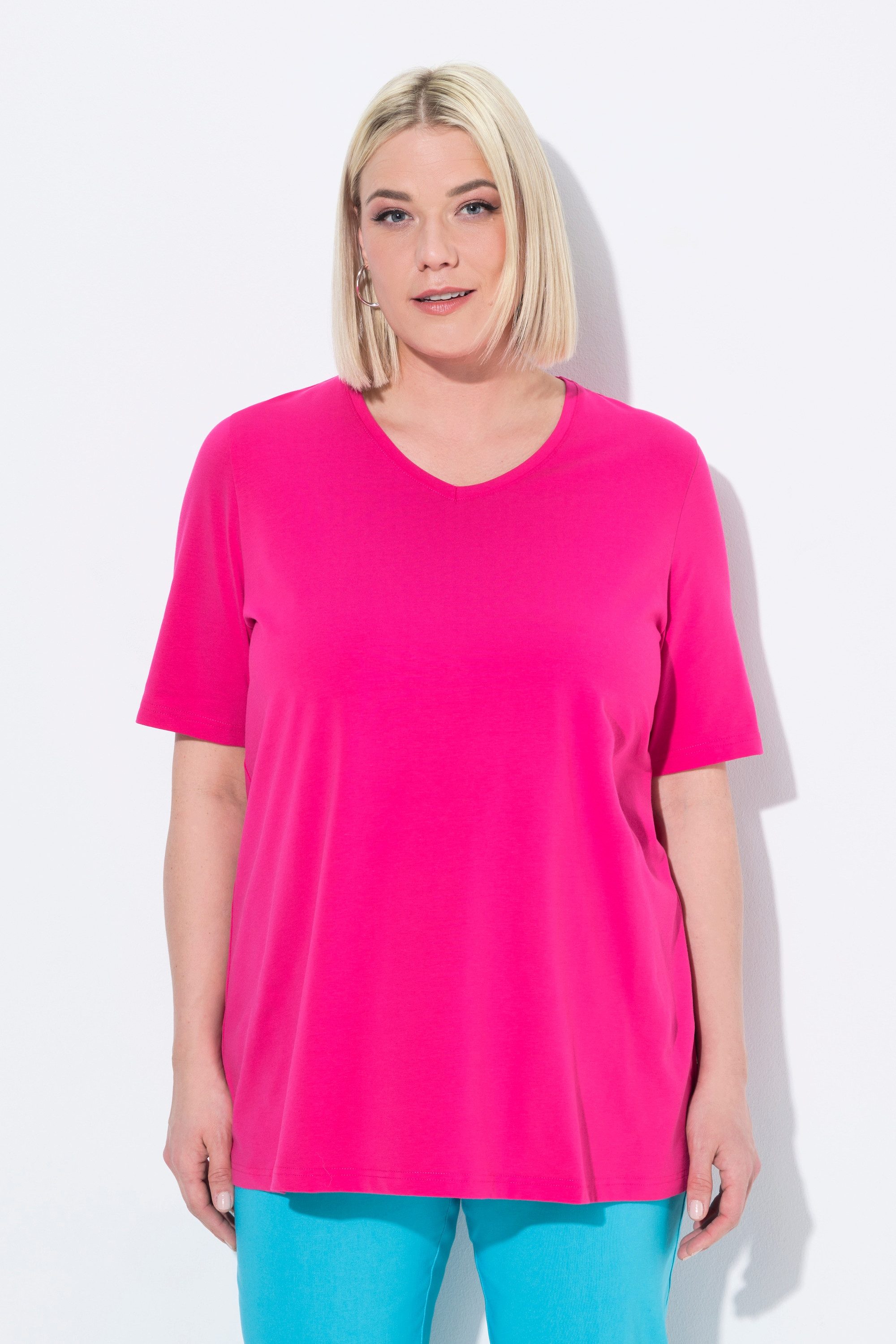 T-Shirt T-Shirt A-Linie V-Ausschnitt Halbarm