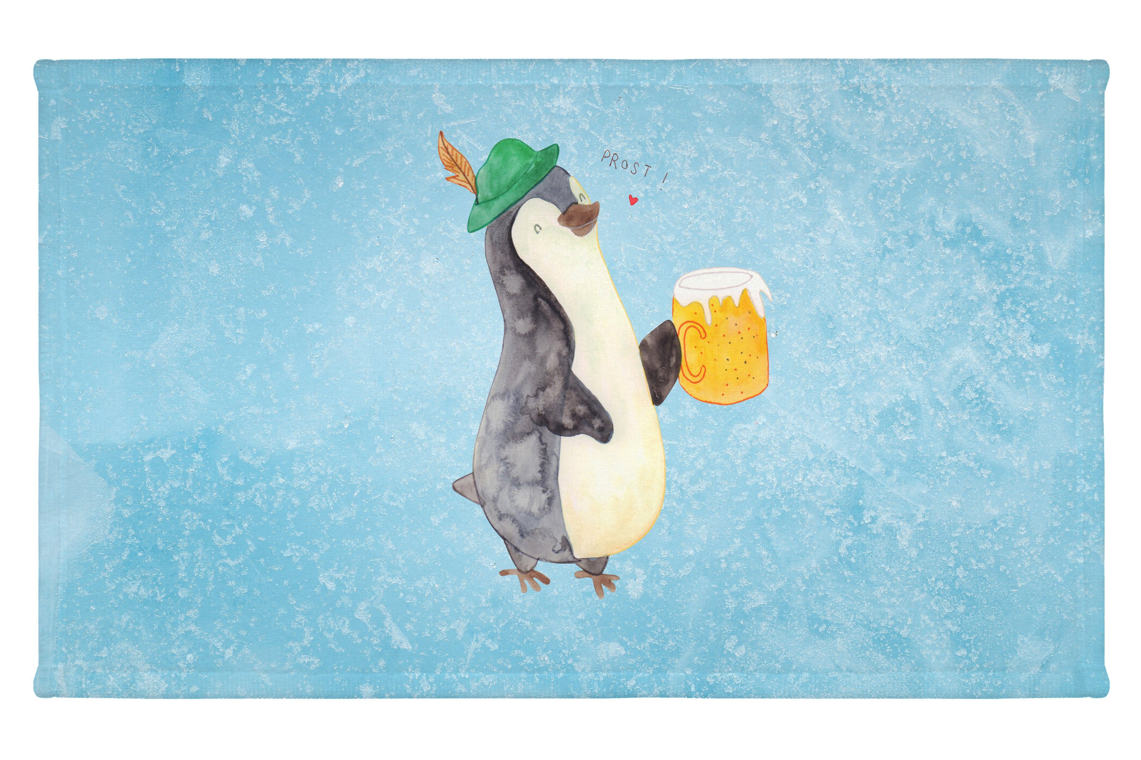 Mr. & Mrs. Panda Handtuch Pinguin Bier - Eisblau - Geschenk, Sport Handtuch, Reisehandtuch, Pin, (1-St)