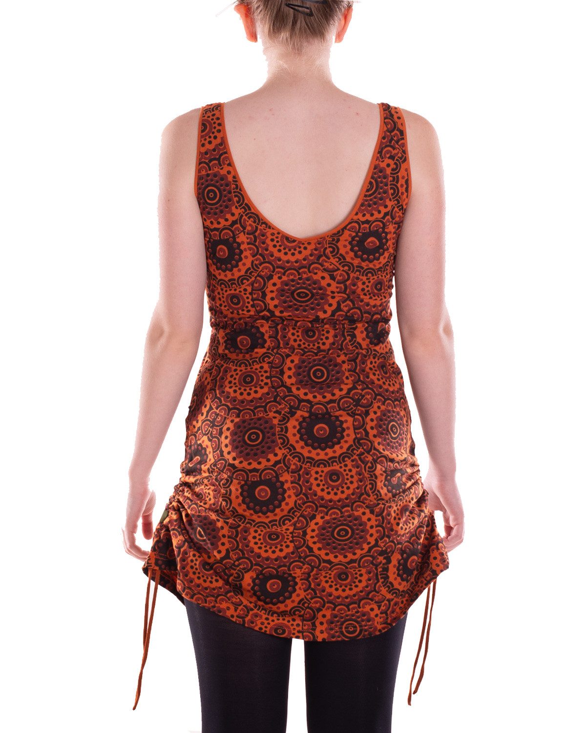 Vishes Sommerkleid Verstellbares Damen Minikleid aus Baumwolljersey mit Schnürung Alternative Mode, Boho, Hippie, Ethno, Festival