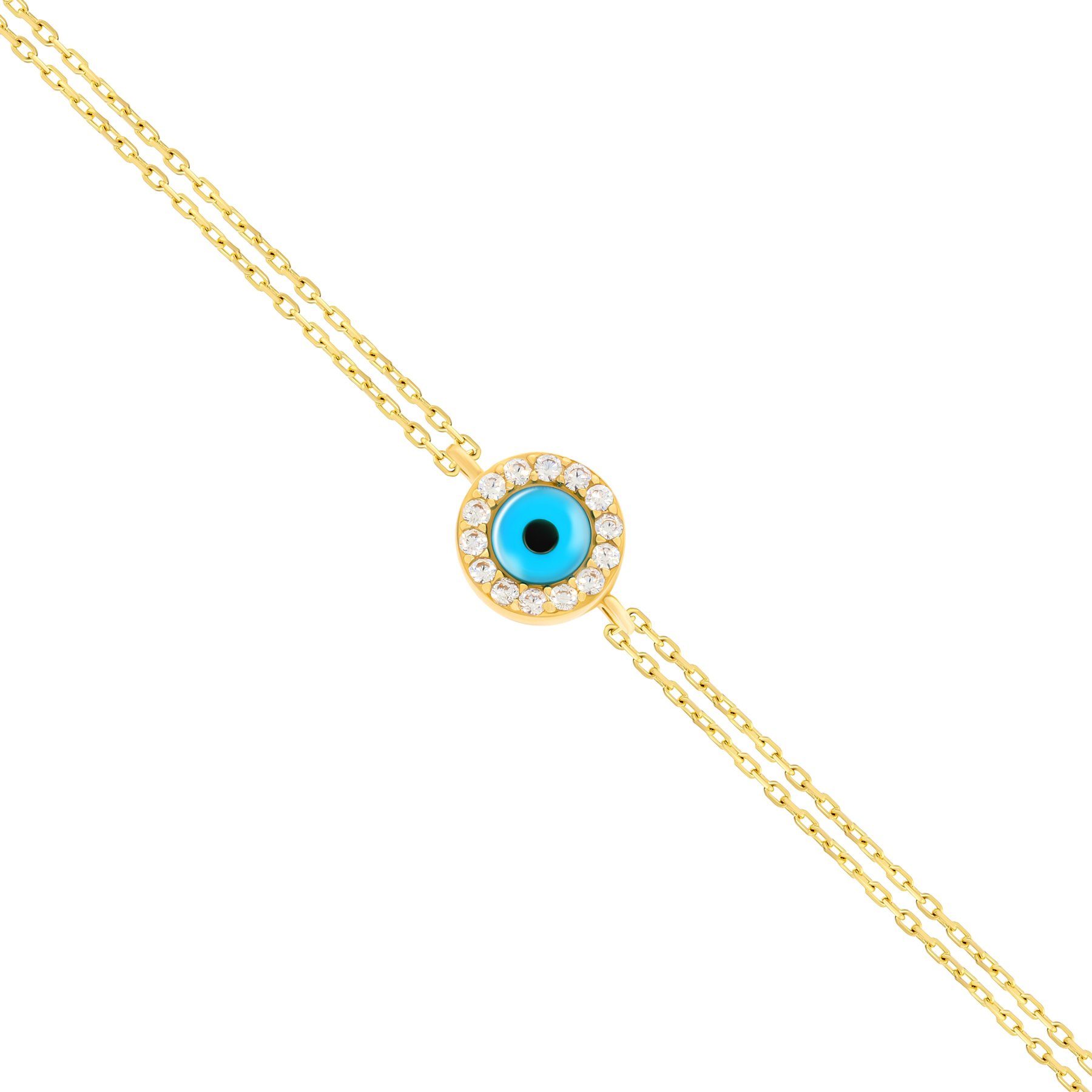 Stella-Jewellery Goldarmband Armband 585er Gelbgold Plättchen Glücksauge 18 günstig online kaufen