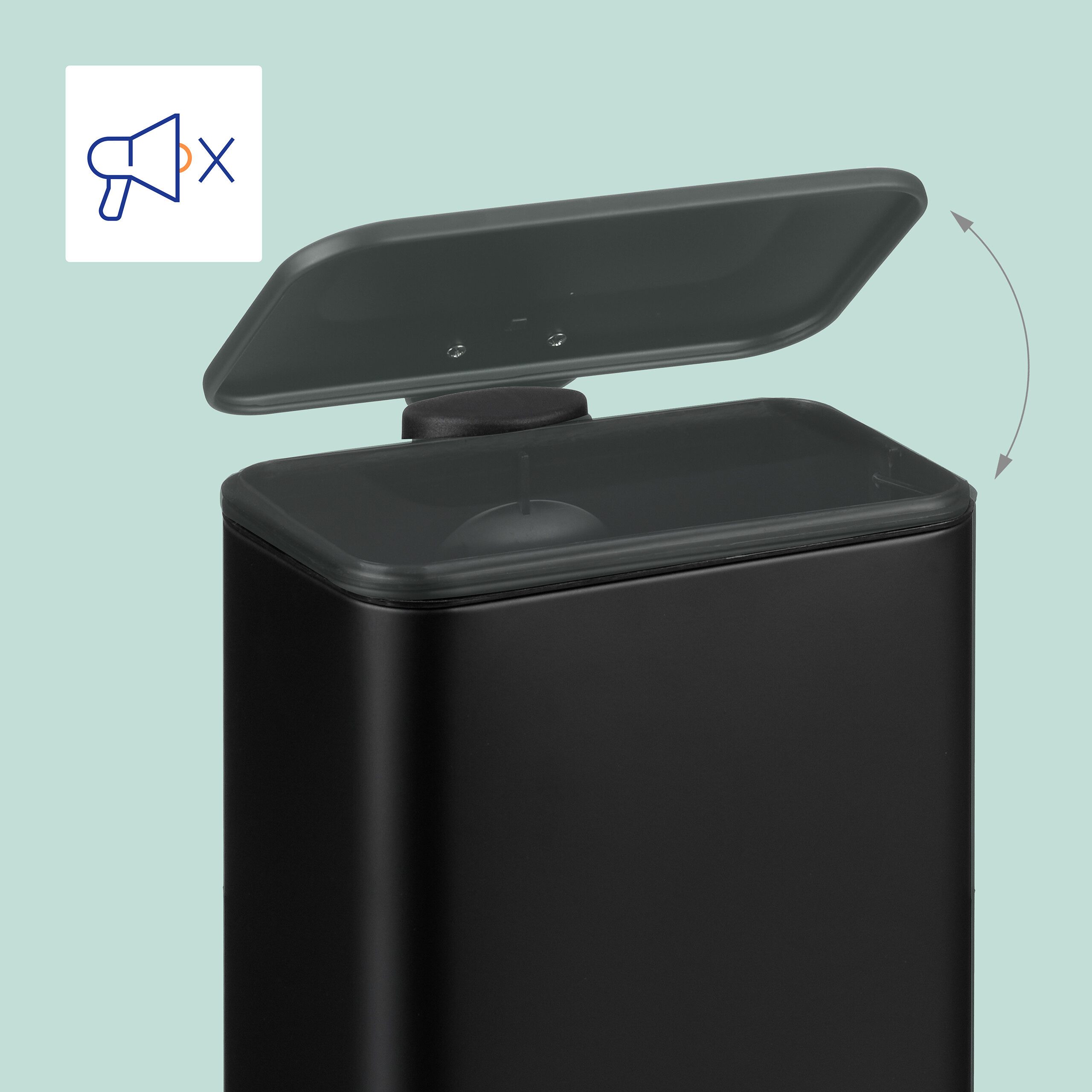 relaxdays Mülleimer Bad Mülleimer 5 l Softclose, schwarz