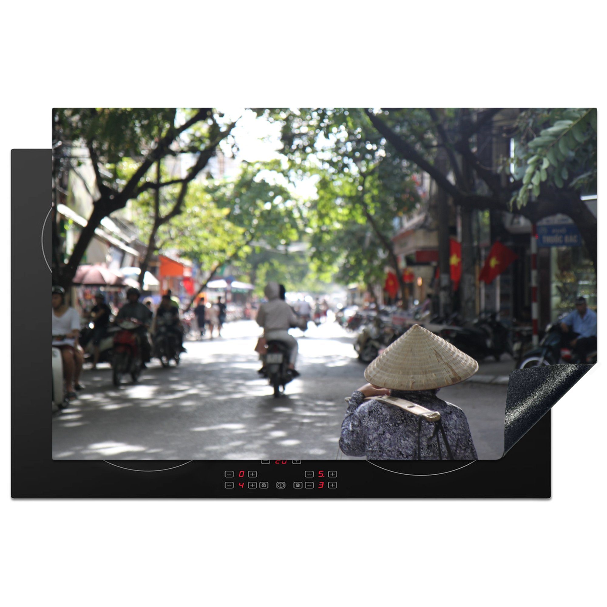 MuchoWow Herdblende-/Abdeckplatte Das alte Viertel Hanoi, (1 küche, Ceranfeldabdeckung cm, die für Induktionskochfeld Schutz von tlg), 81x52 Vinyl