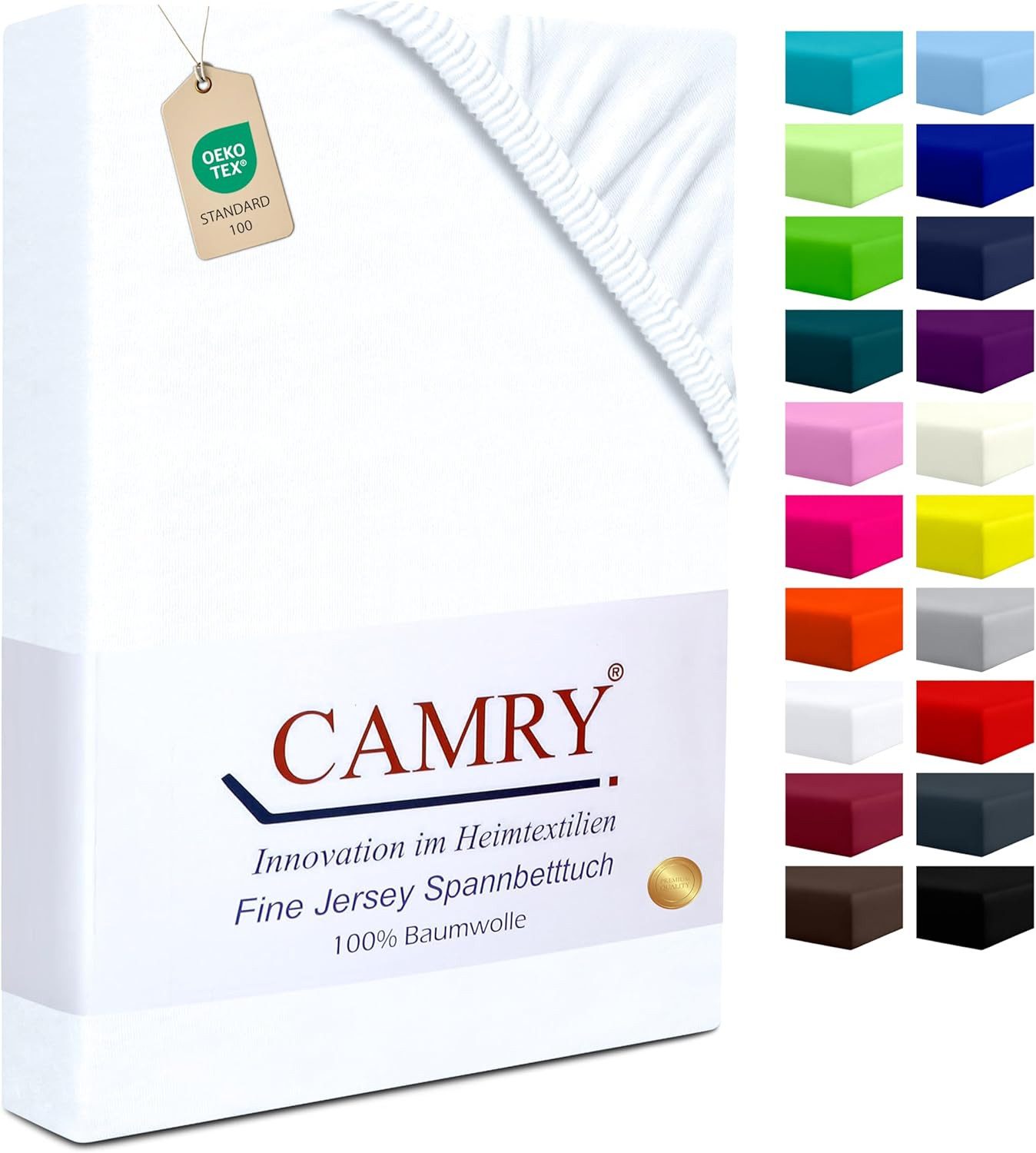 Camry Spannbettlaken CLASSIC Jersey 100% Baumwolle Spannbetttuch atmungsaktiv Gummizug, Jersey Baumwolle, Gummizug: rundum, 100% Baumwolle, alle Matratzenhöhen, atmungsaktiv, pflegeleicht
