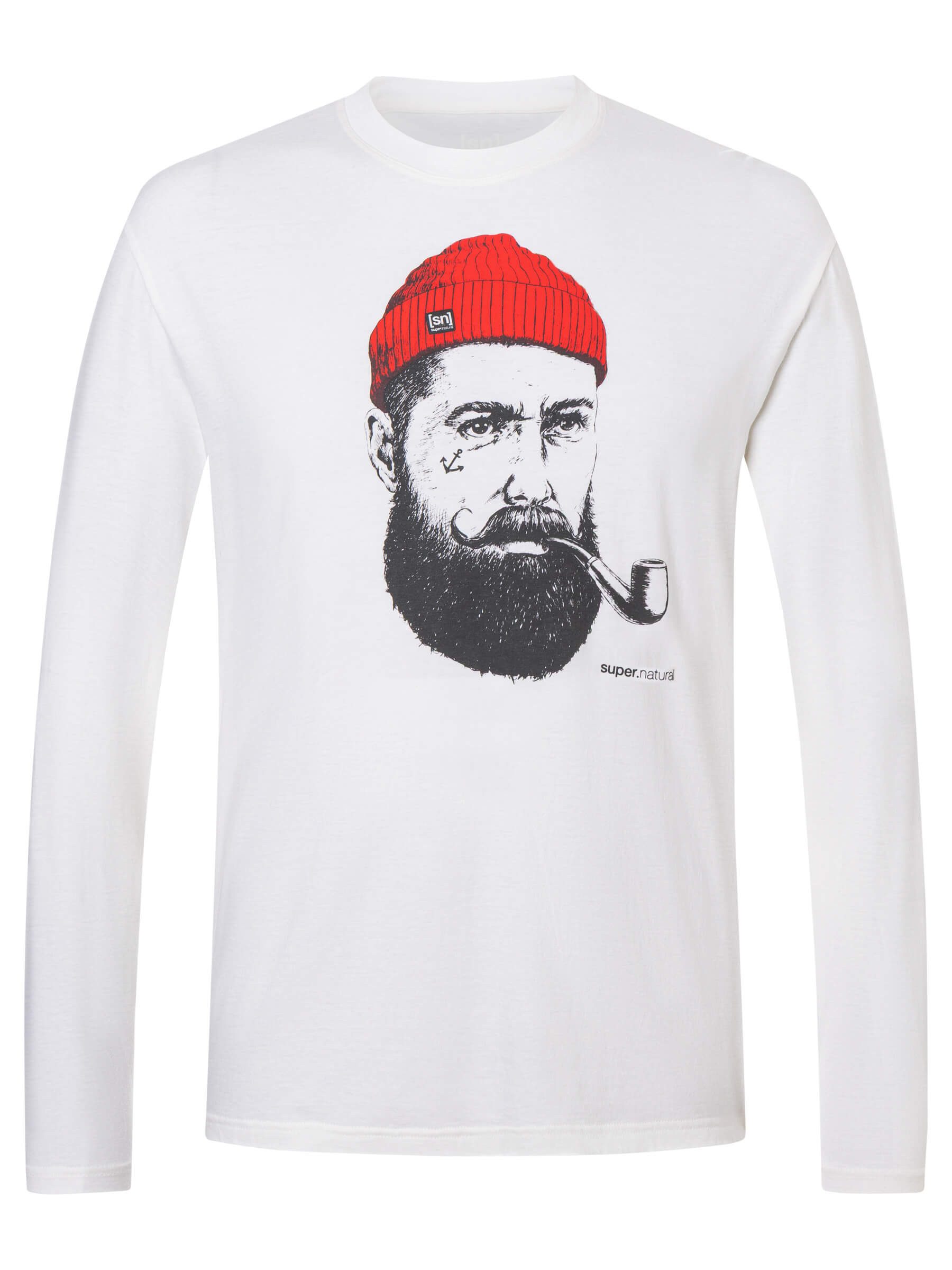 SUPER.NATURAL Langarmshirt für Herren, nachhaltig, Merino mit Aufdruck, autmungsaktiv