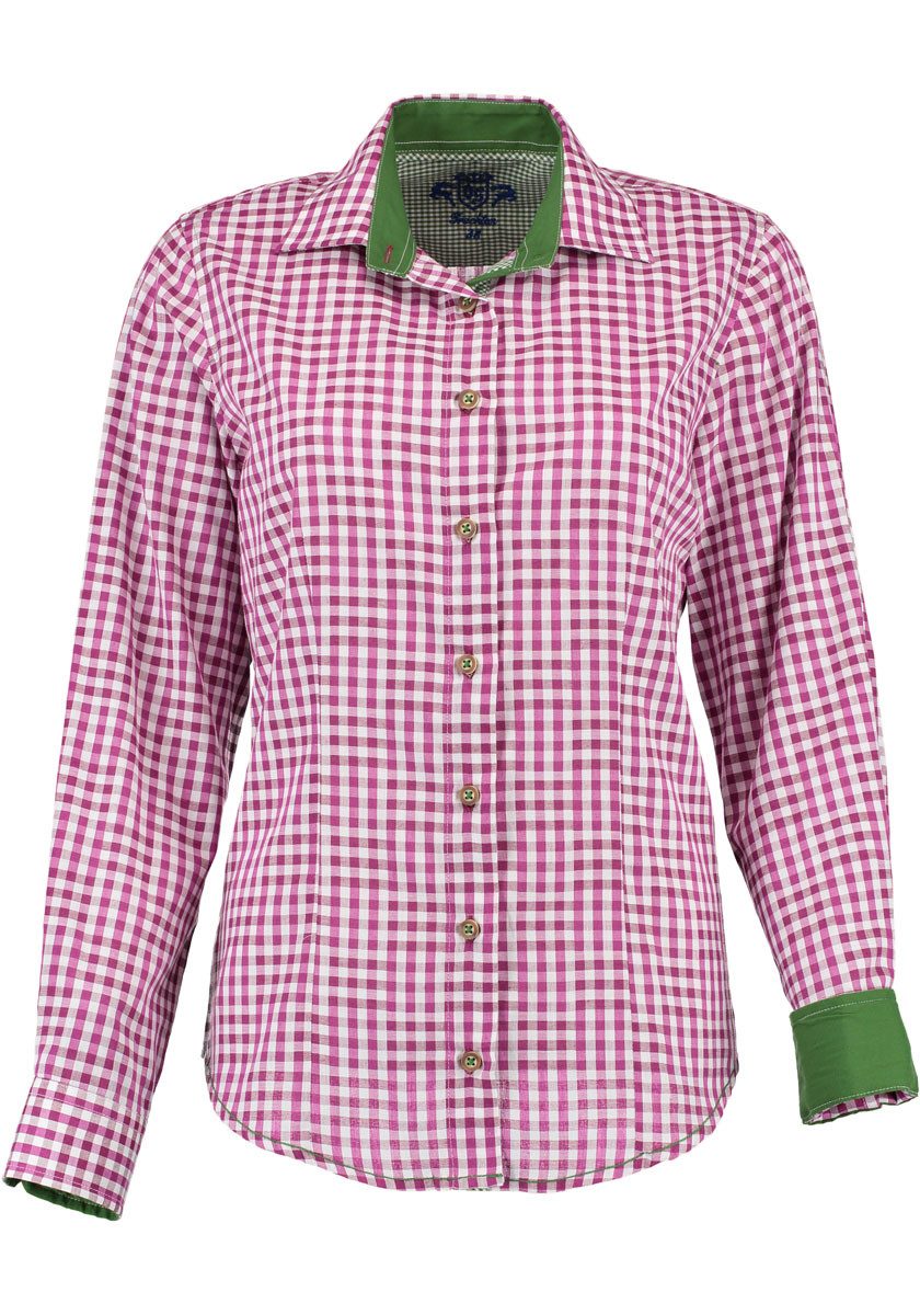 OS Trachten Trachtenbluse Prigmi Langarmbluse mit Kontraststoff im Kragen u günstig online kaufen