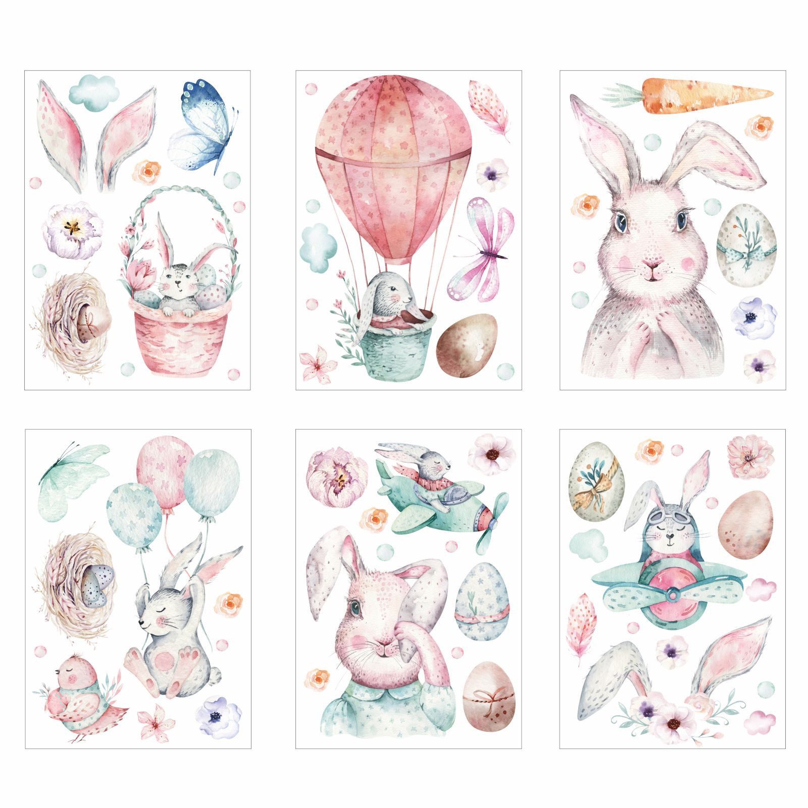 nikima Fensterbild Fensterbilder Ostern selbstklebend - Statisch Haftende PVC Aufkleber