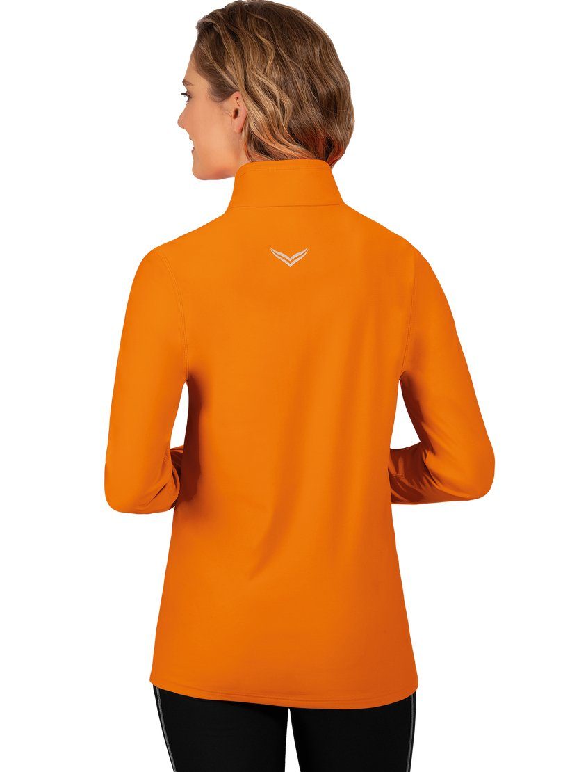 Reißverschluss leuchtorange TRIGEMA Sportshirt mit Langärmeliges Sweatshirt Trigema