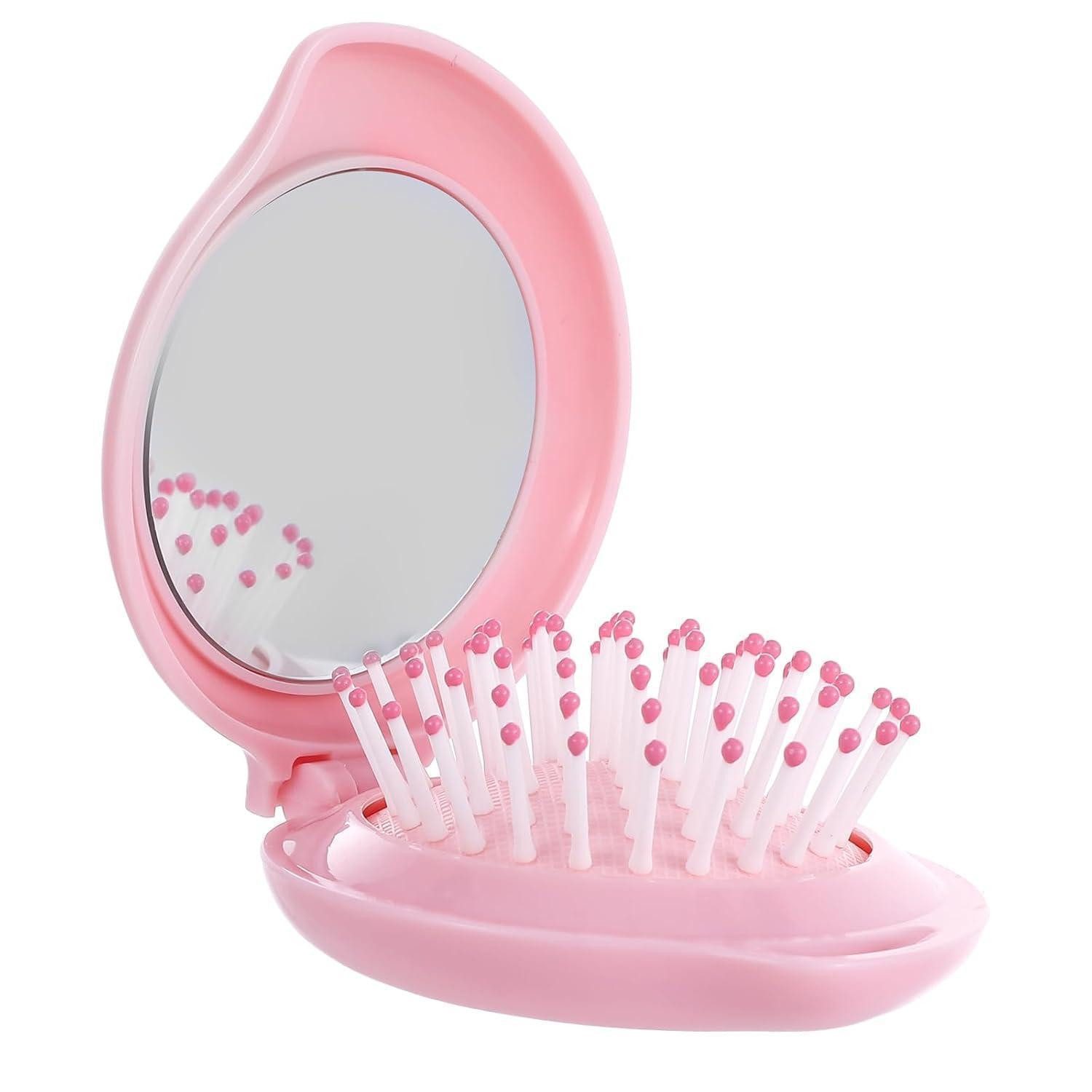 LuxusKollektion Haarbürste Haarbürste mit Spiegel faltbar tragbare Tasche Damen