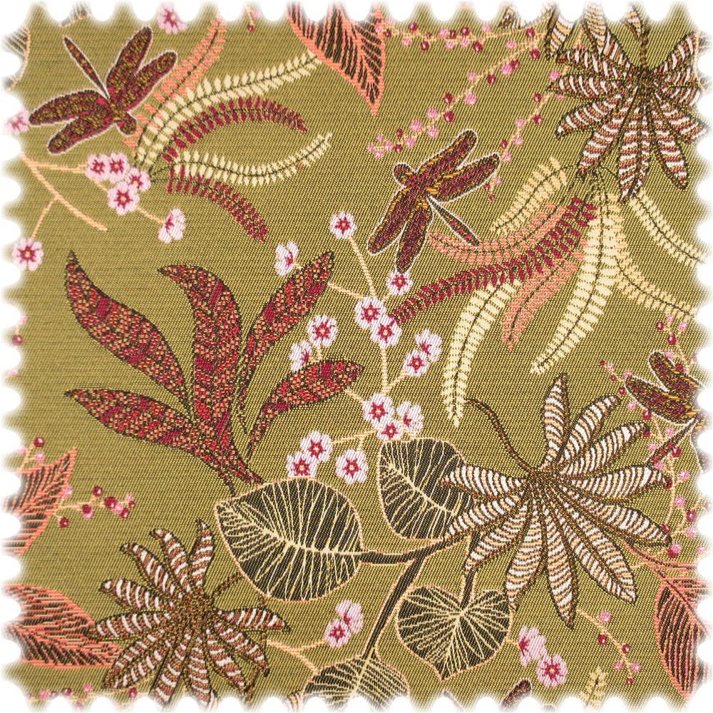Heiro Stoff Jacquard Flachgewebe Möbelstoff Planta Currygelb, Polsterstoff Meterware - Breite:140 cm