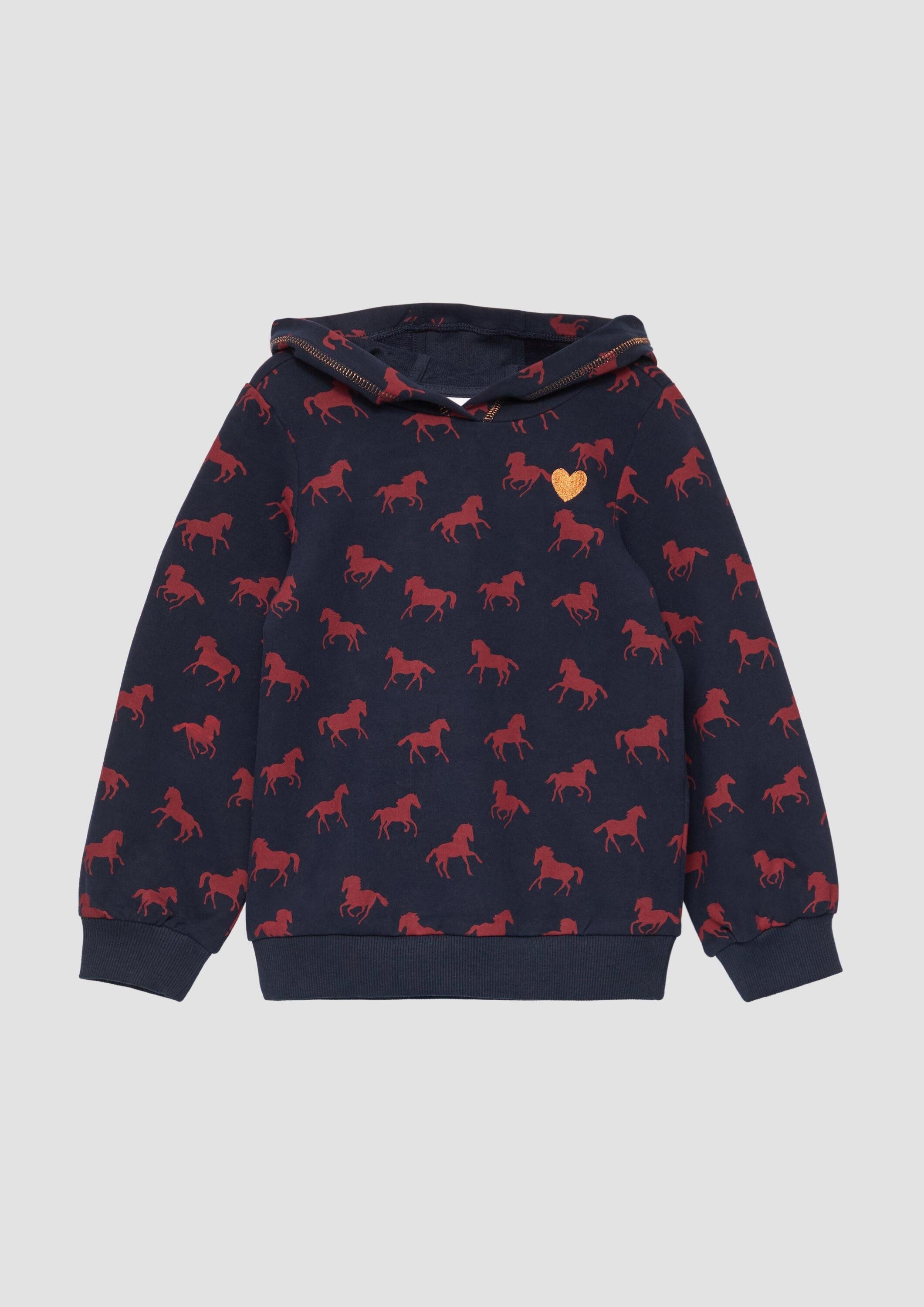 s.Oliver Sweatshirt Sweatshirt Kapuzen-Sweatshirt mit All-over-Print