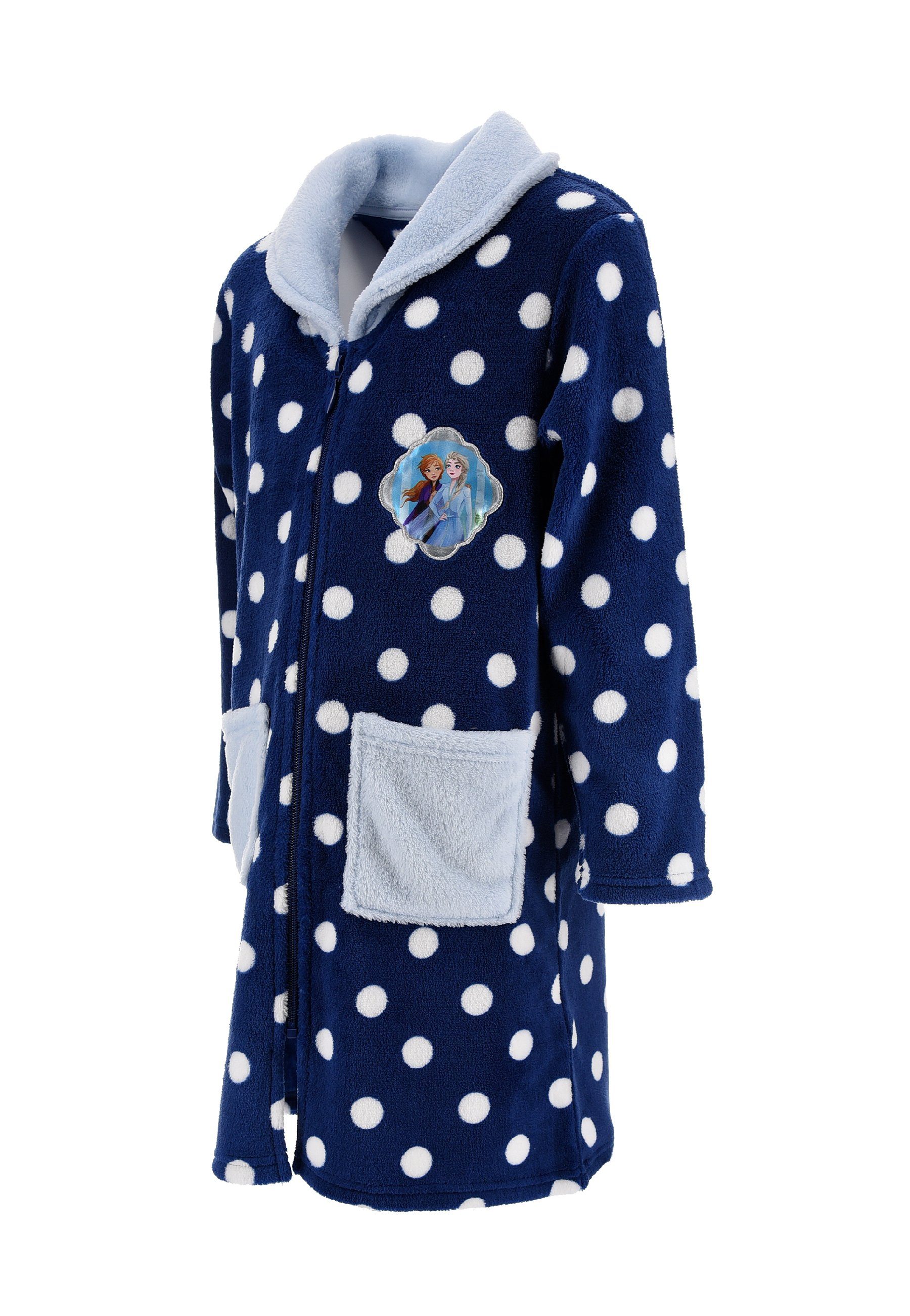 Disney Frozen Kinderbademantel Eiskönigin Anna & Elsa Kinder Mädchen Bademantel mit Reißverschluss