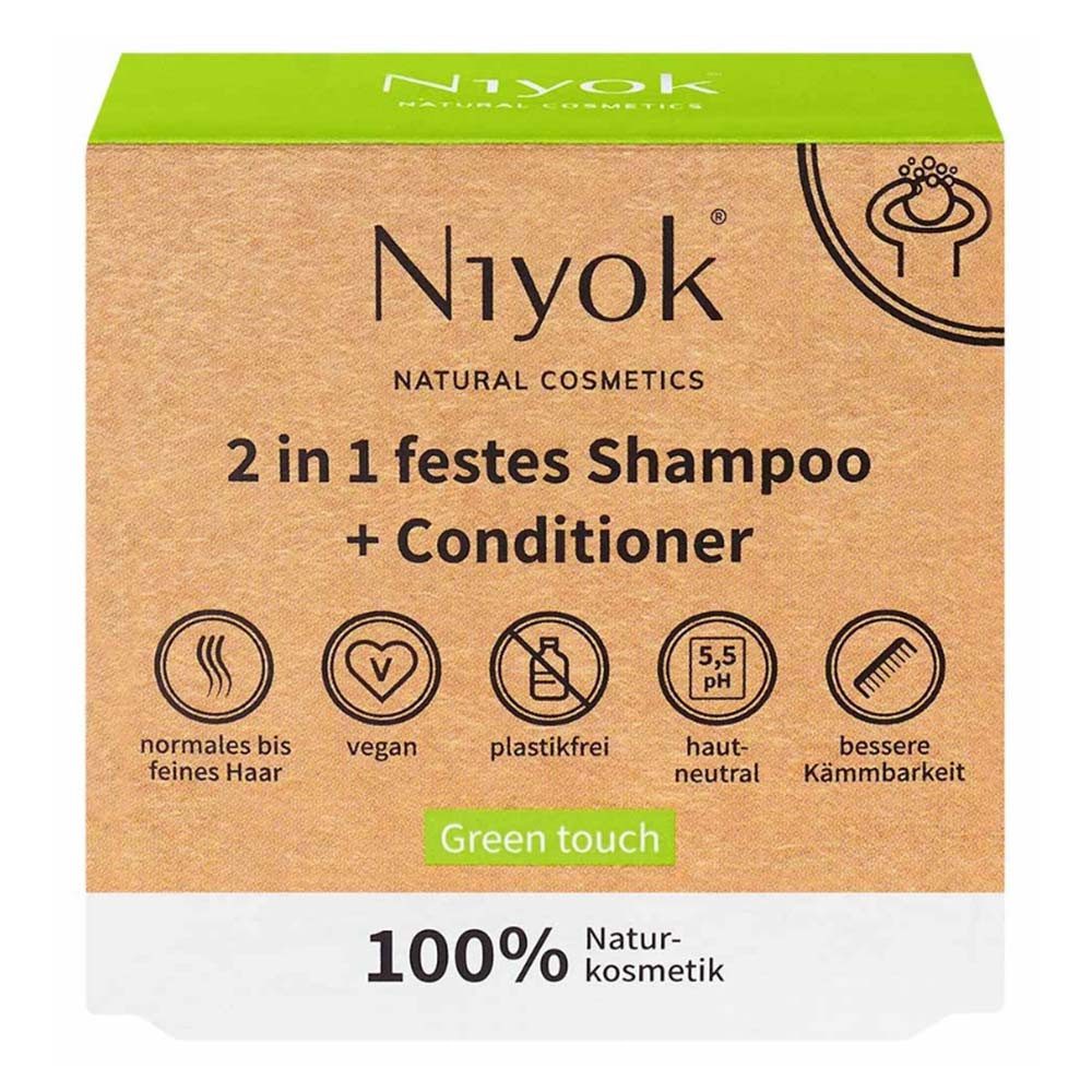Niyok Festes Haarshampoo 2in1 festes Shampoo+Conditioner - Green touch 80g