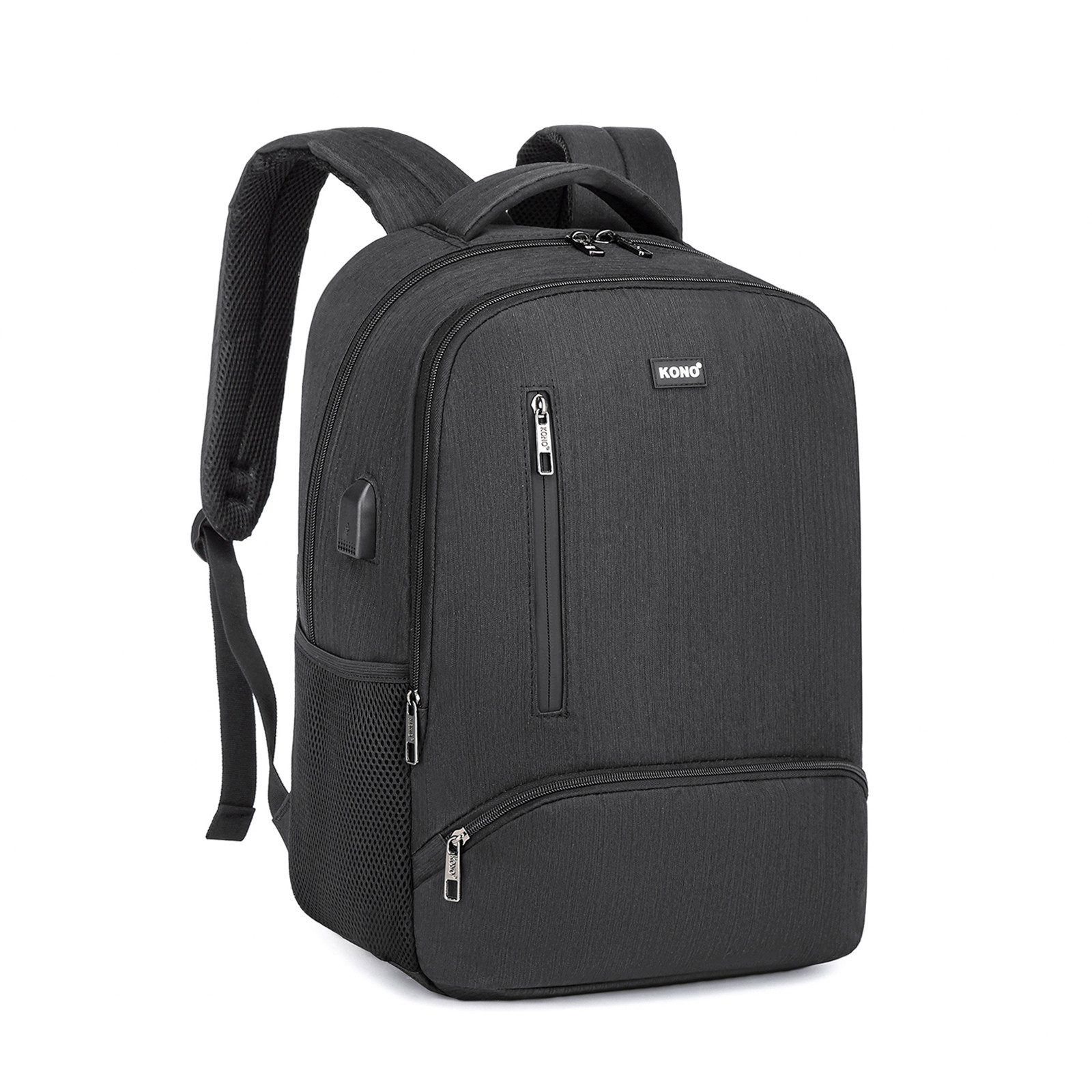 KONO Laptoprucksack mit USB-Ladeanschluss, wasserabweisend Schultasche