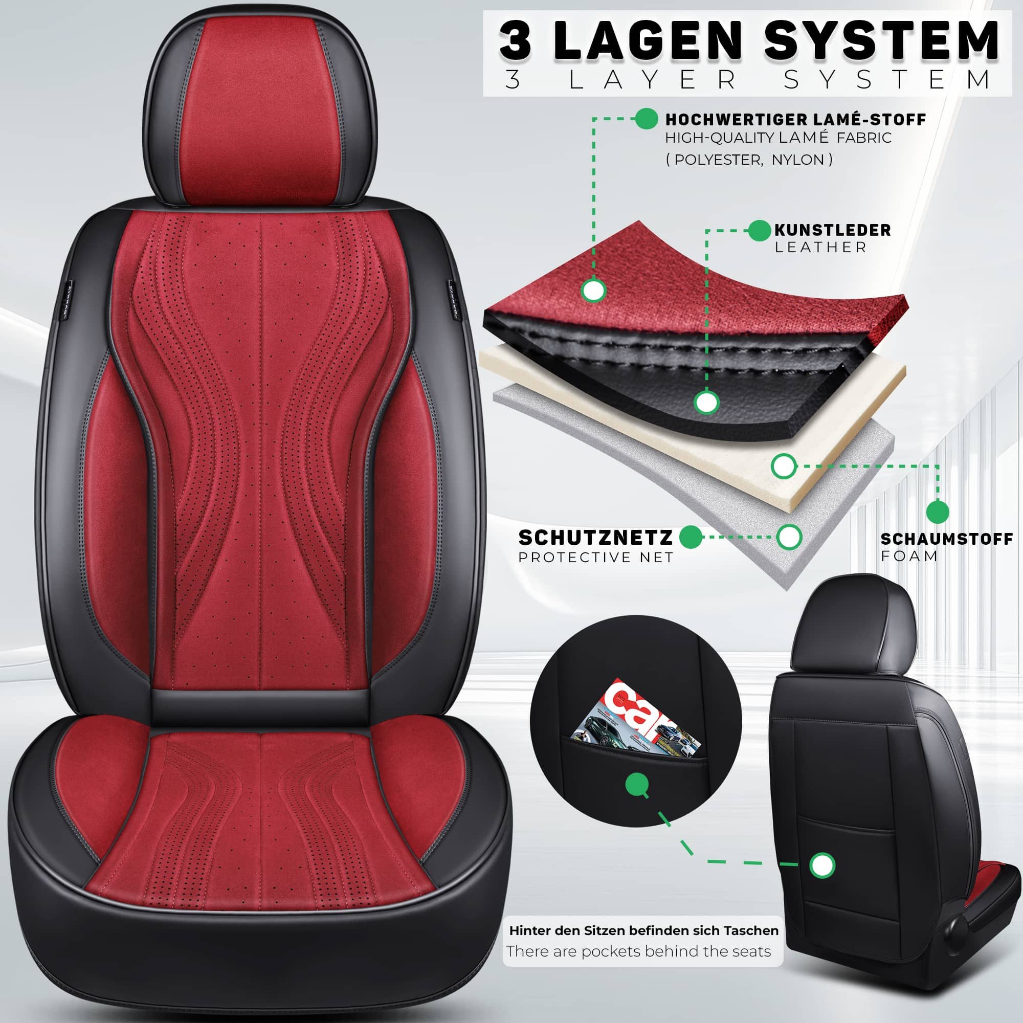 BREMER SITZBEZÜGE Autositzbezug für Seat Toledo 2 1M Bj 1999-04 M2, Set, 2-tlg., Schonbezüge Sitzbezüge Fahrer und Beifahrer, in Schwarz/Rot