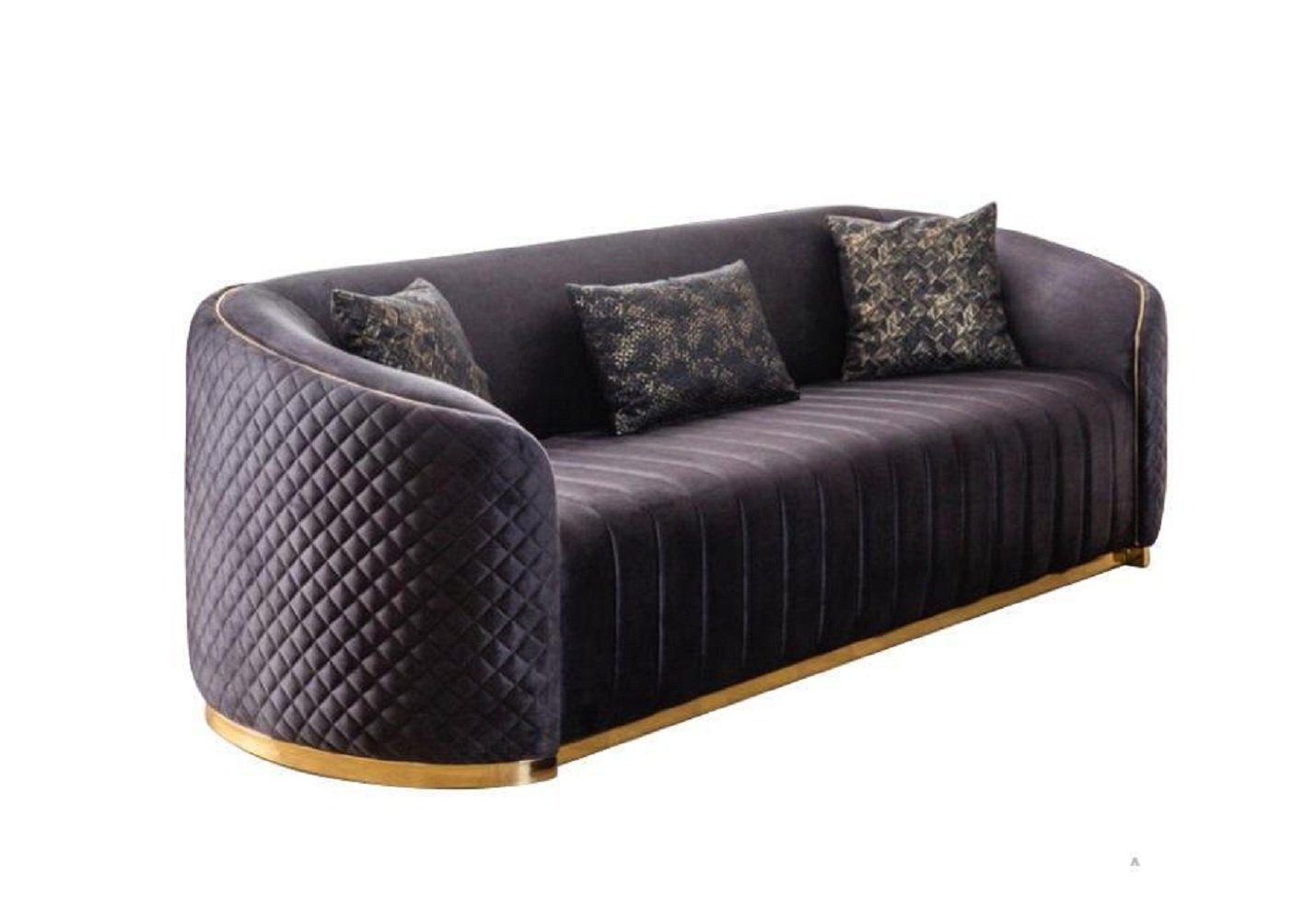 JVmoebel 3-Sitzer Sofa Luxus Wohnzimmer Modern Dreisitzer Möbel schwarz 3 Sitzer Holz, 1 Teile, Made in Europa | Einzelsofas