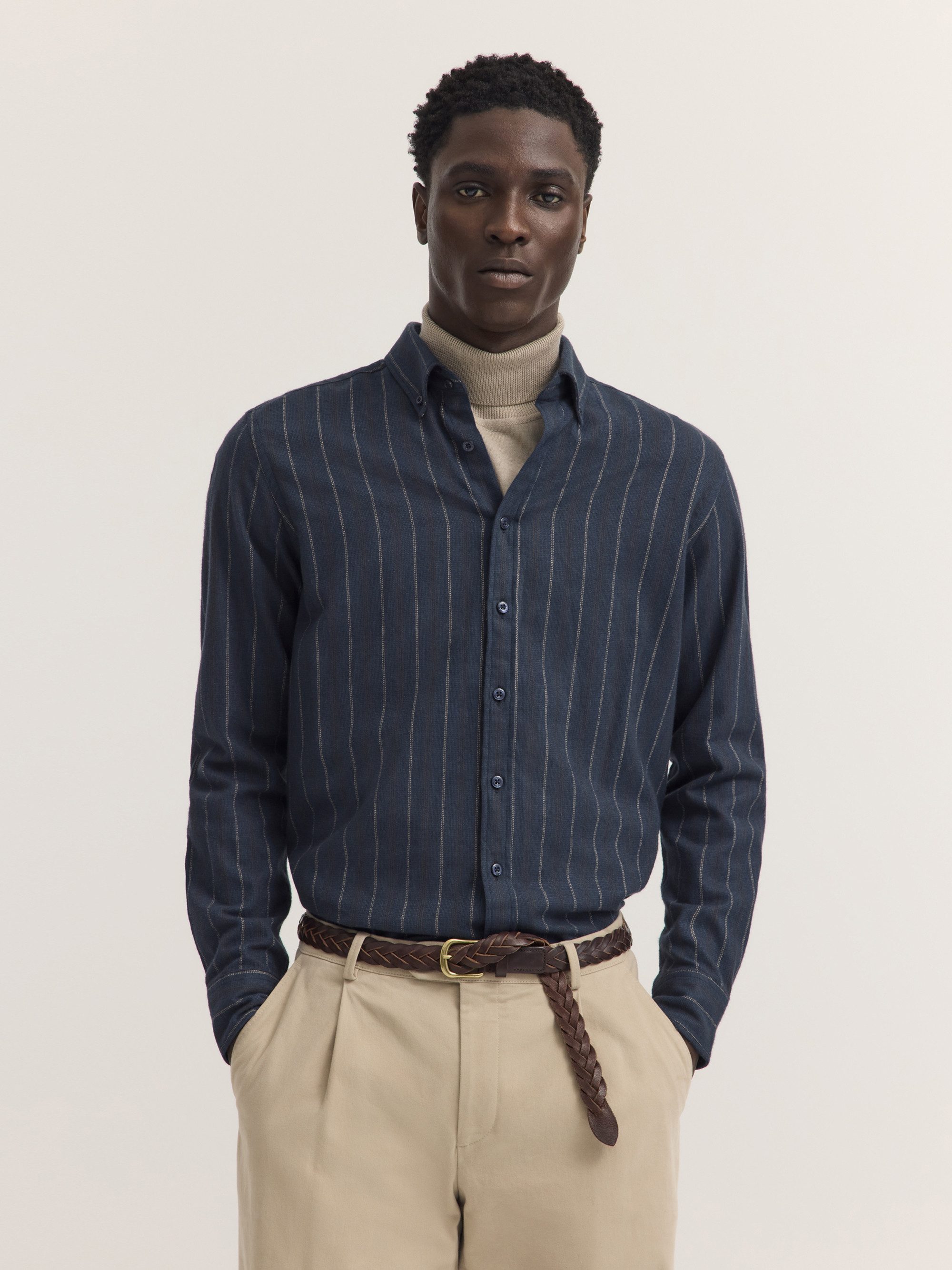 bugatti Langarmhemd Modern Fit Modern Fit Flanell Gestreift Button-Down