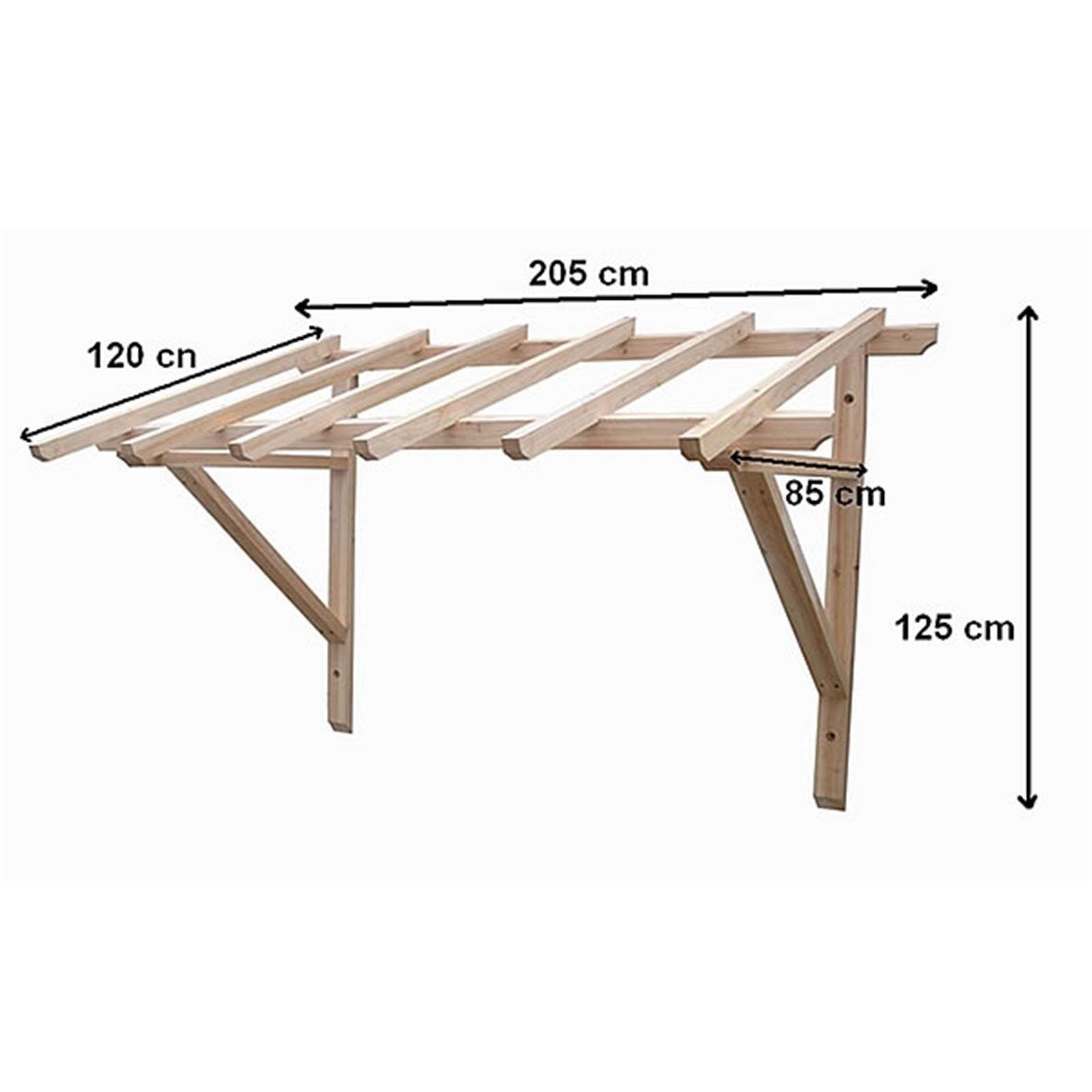 (Stück), Holz Überdachung Melko Pultvordach Unbehandelt aus 2050 Haustürvordach Pultvordach NEU mm cm Türdach 205