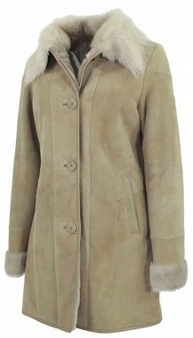 Lederjacken24 Lederjacke Echtleder Damen Lammfellmantel Lammleder beige-creme