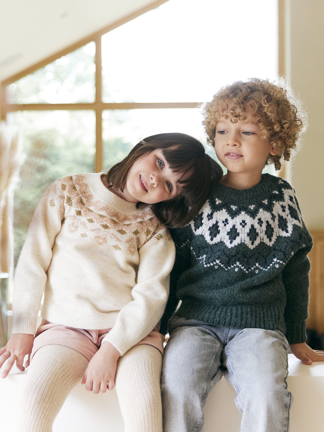 vertbaudet Pullunder Mädchen-Pullover mit Jacquard und Glitzerdetails