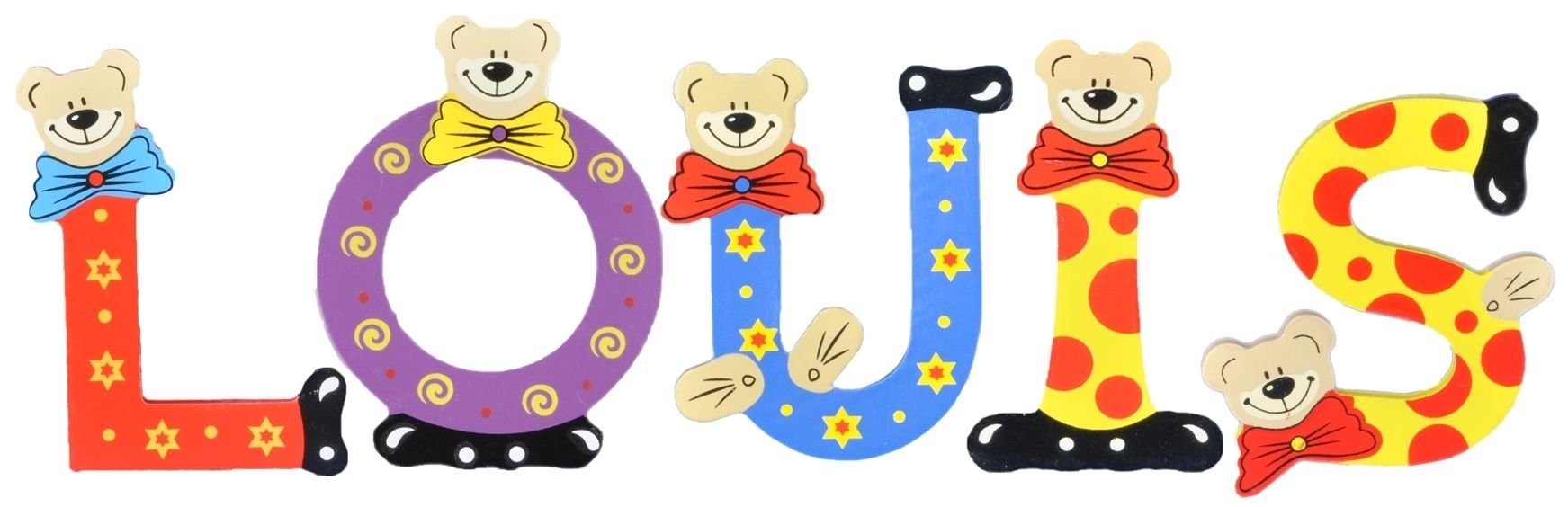 Kinder Deko-Buchstaben - 5 Playshoes St), LOUIS (Set, Holz-Buchstaben Namen-Set, sortiert