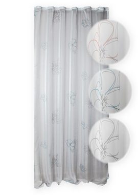 Gardine Vorhang Gardine Voile Kräuselband 140x245 Dekoschal weiß transparent, Haus und Deko, Kräuselband (1 St), blickdicht