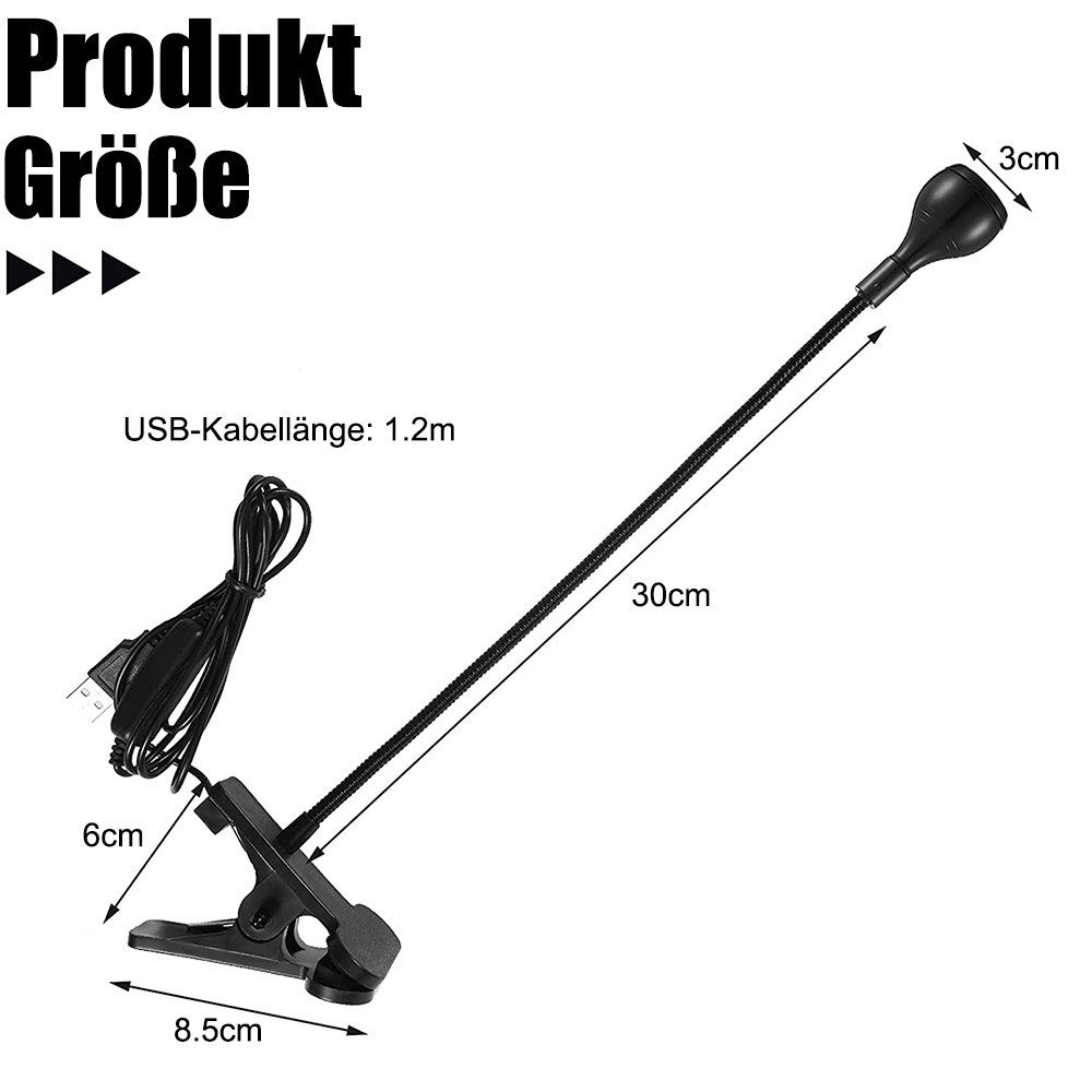 Rosnek LED Klemmtischleuchte LED-Leselicht, Clip-on Schreibtischlampe, USB, günstig online kaufen