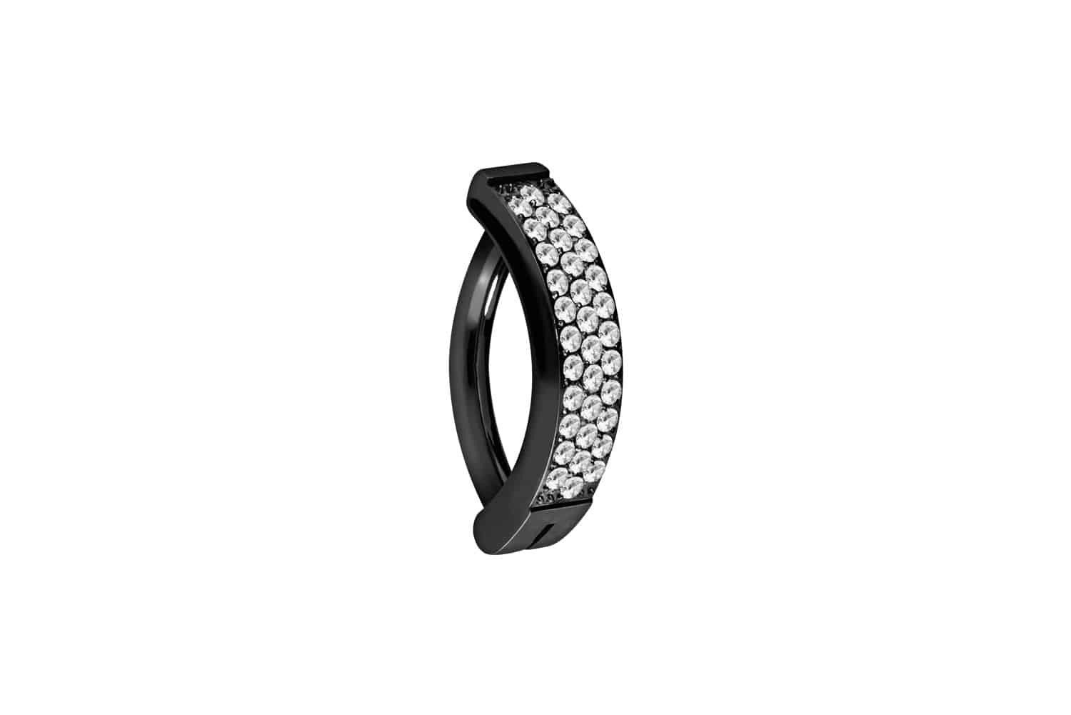 Bauchnabelpiercing Titan Bauchnabelclicker BOGEN + 3 EINGEFASSTE KRISTALLREIHEN