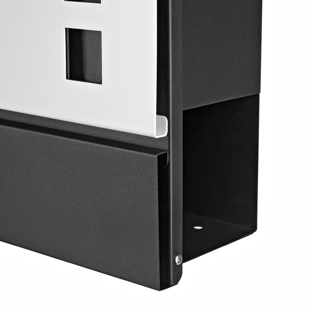 Mucola Briefkasten Briefkasten Wandbriefkasten Mailbox schwarz Weiß Design Postkasten (Stück, 1-St., Premium-Briefkasten), Zeitungsfach