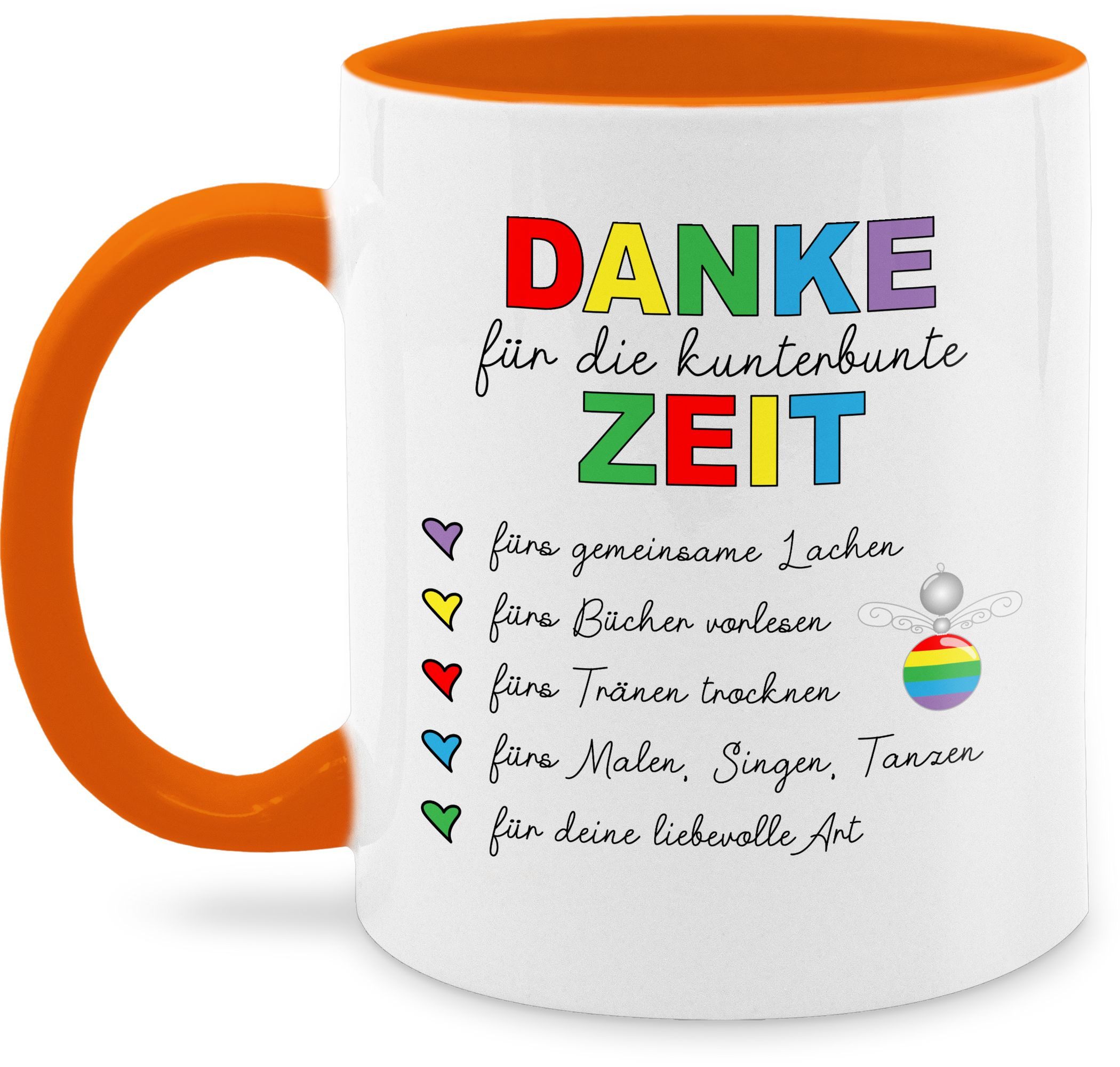 Shirtracer Tasse Danke für die kunterbunte Zeit, Abschiedsgeschenk Erzieherin, Erzieh, Keramik, Erzieher