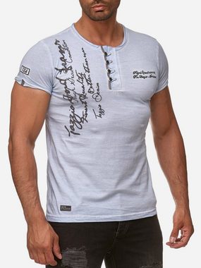 Tazzio T-Shirt 4050-1 Rundhalsshirt in Ölwaschung mit offenem Kragen und dezentem Used Look