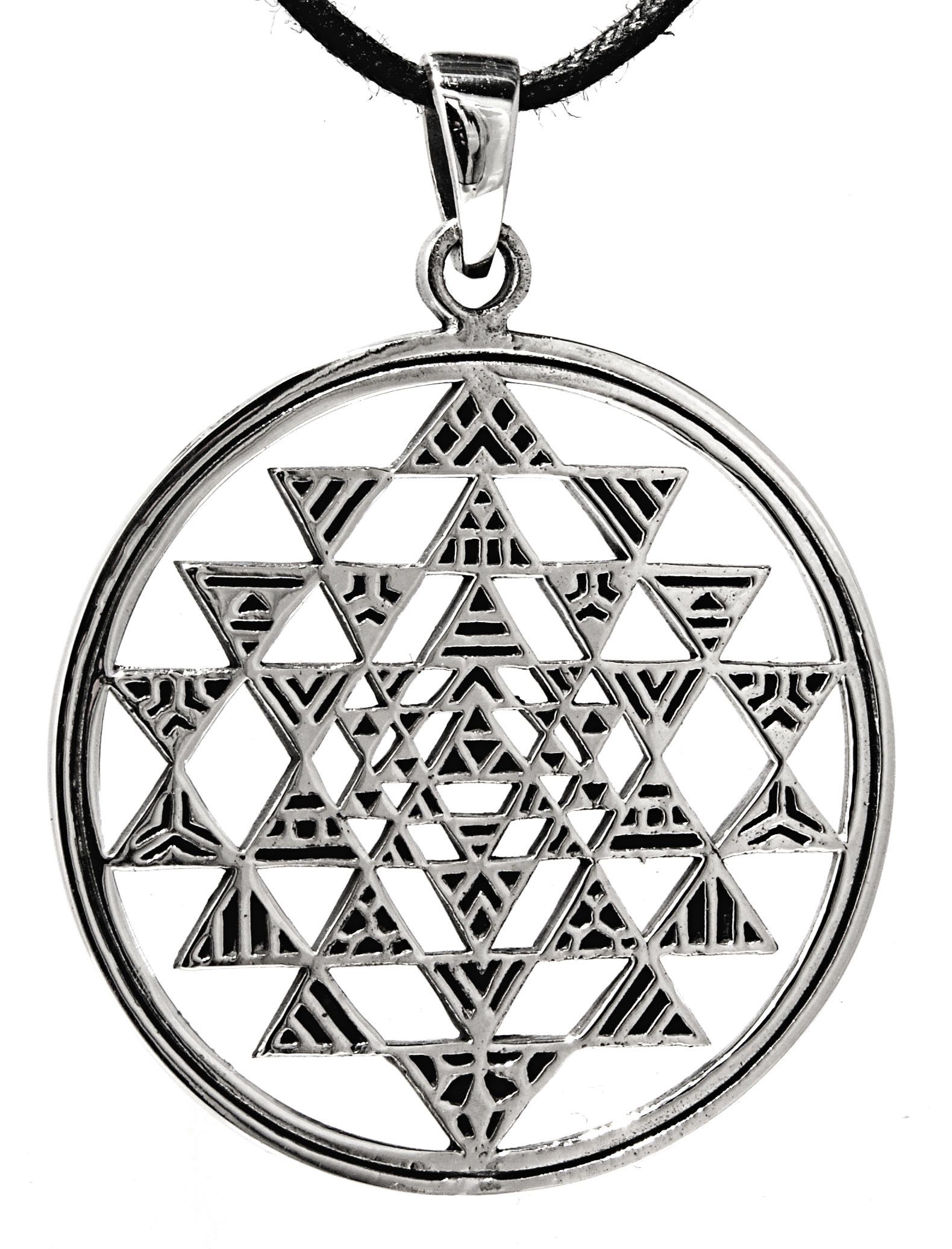 Kiss of Leather Kettenanhänger Sri Yantra Silber 925 Mantra Harmonie Kraft kosmische Hindu