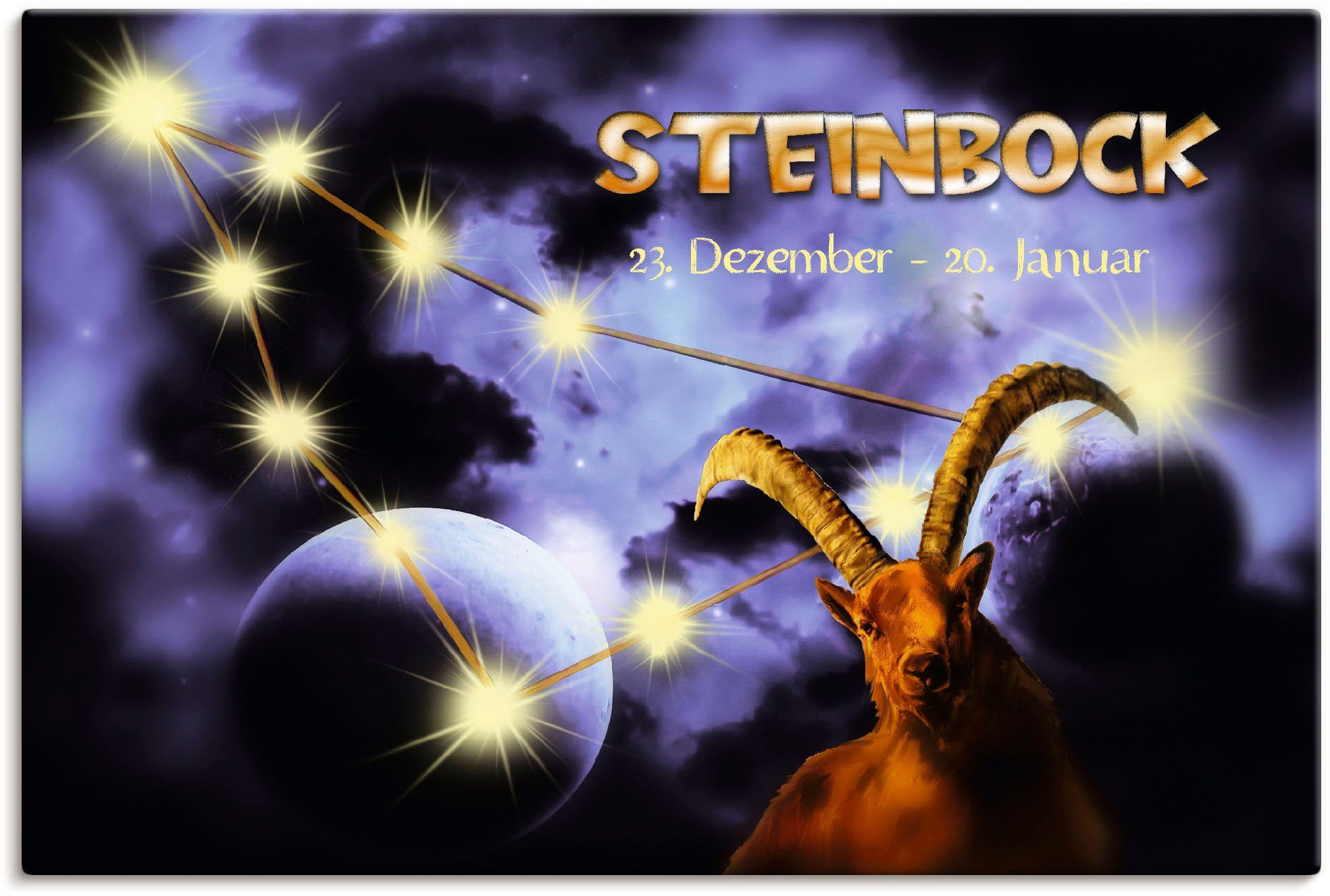Artland Wandbild Sternzeichen - Steinbock, Bilder von Sternzeichen (1 St), als Leinwandbild, Poster in verschied. Größen